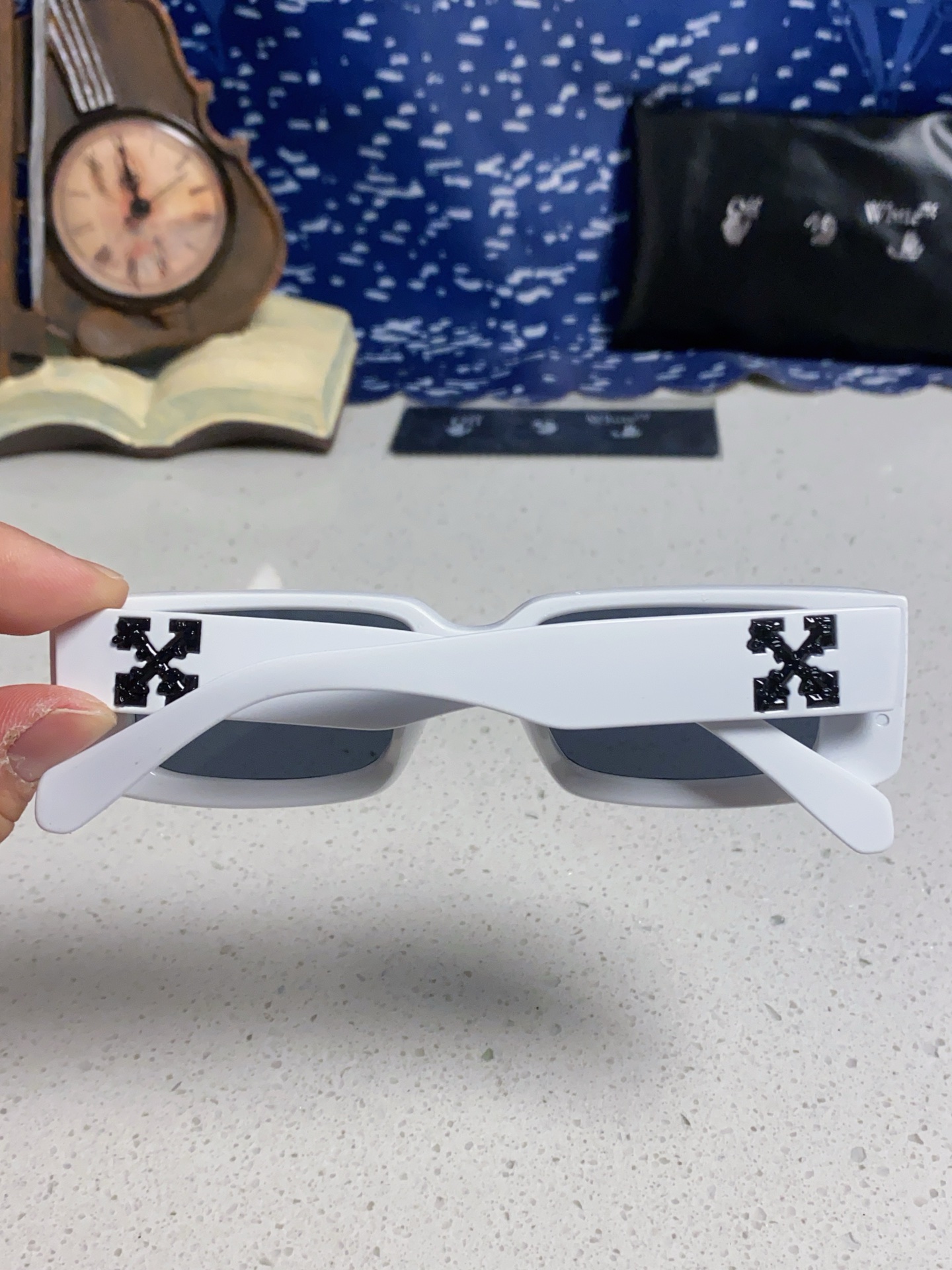  Off-White 雪花方形小框朋克黑色太阳镜网红潮人街拍墨镜男可配近视散光镜腿 