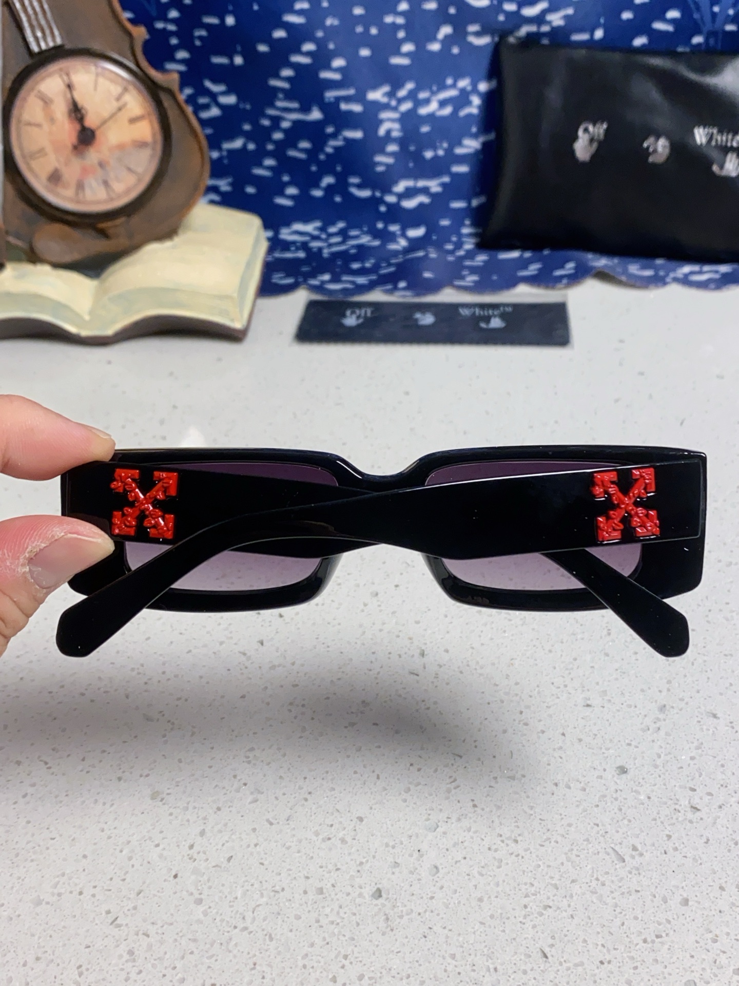  Off-White 雪花方形小框朋克黑色太阳镜网红潮人街拍墨镜男可配近视散光镜腿 