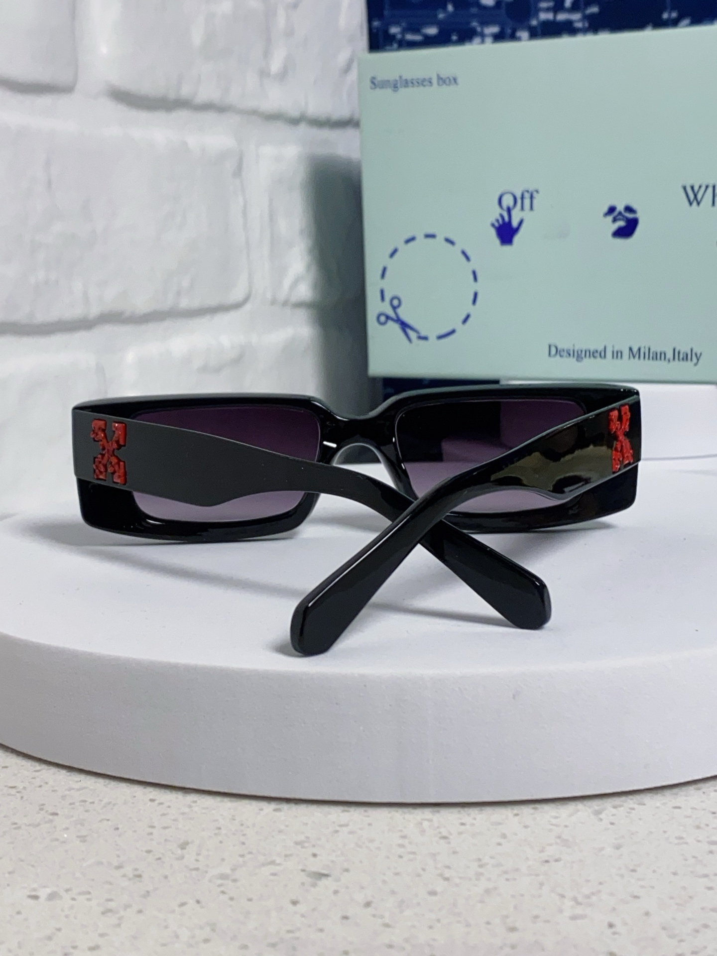  Off-White 雪花方形小框朋克黑色太阳镜网红潮人街拍墨镜男可配近视散光镜腿 