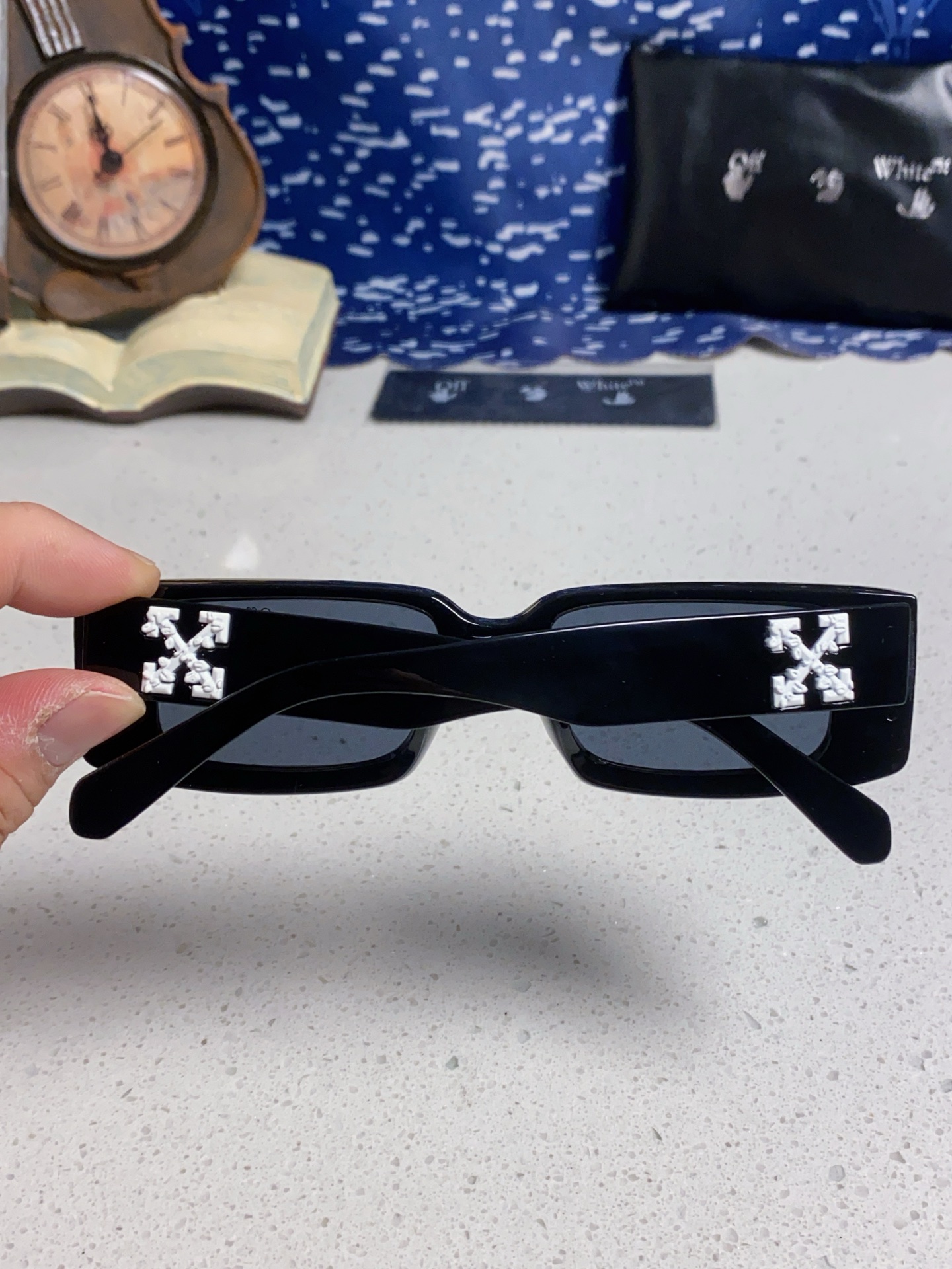  Off-White 雪花方形小框朋克黑色太阳镜网红潮人街拍墨镜男可配近视散光镜腿 