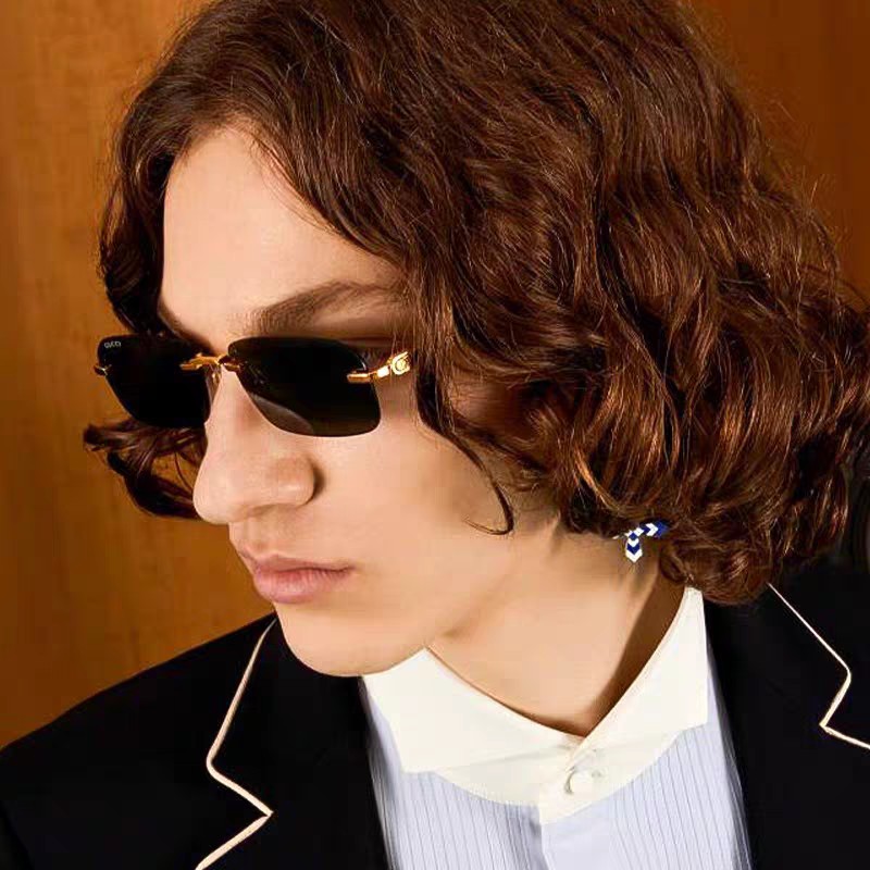  GUCCI古驰 2025新款 墨镜男方形商务复古无框开车太阳眼镜女GG1221S 