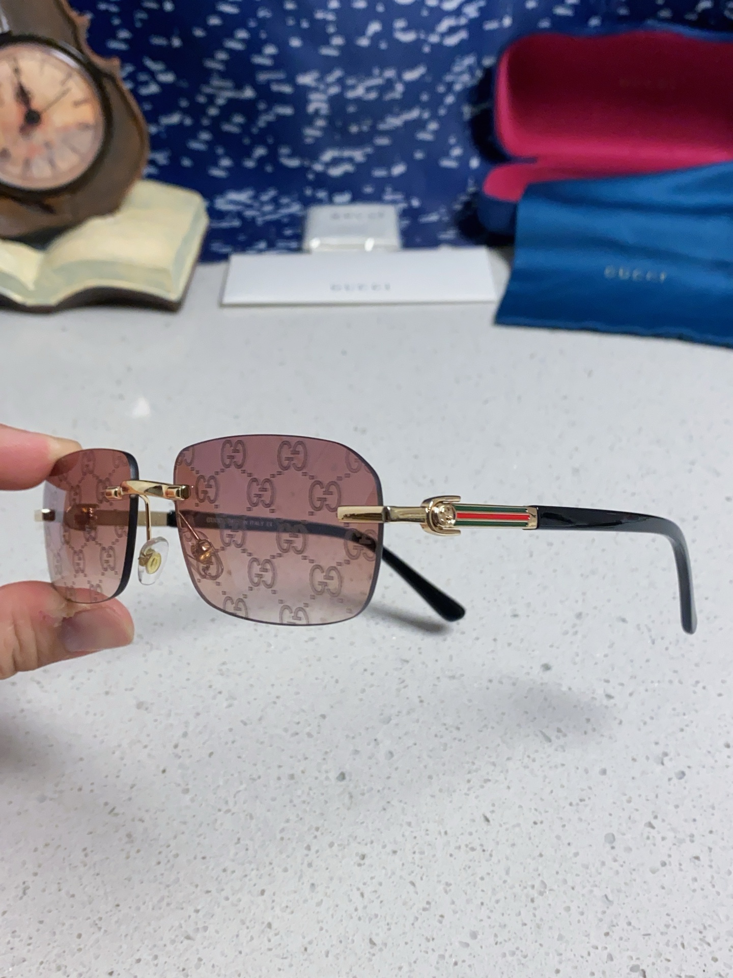  GUCCI古驰 2025新款 墨镜男方形商务复古无框开车太阳眼镜女GG1221S 