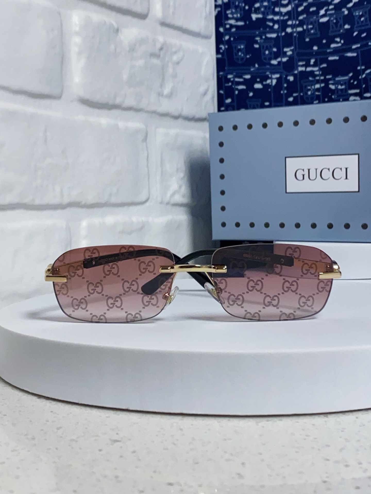  GUCCI古驰 2025新款 墨镜男方形商务复古无框开车太阳眼镜女GG1221S 