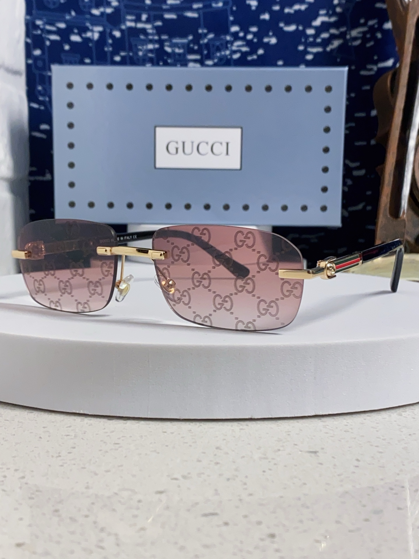  GUCCI古驰 2025新款 墨镜男方形商务复古无框开车太阳眼镜女GG1221S 