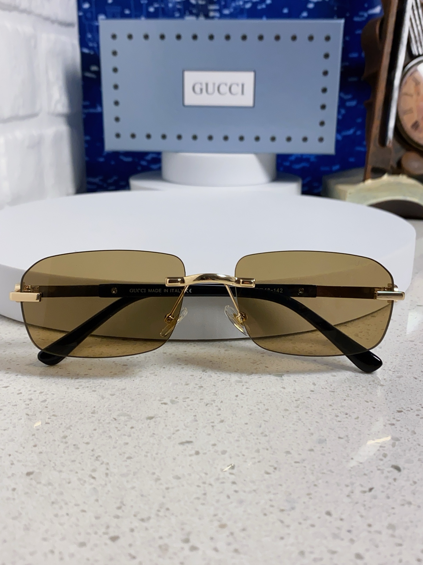  GUCCI古驰 2025新款 墨镜男方形商务复古无框开车太阳眼镜女GG1221S 