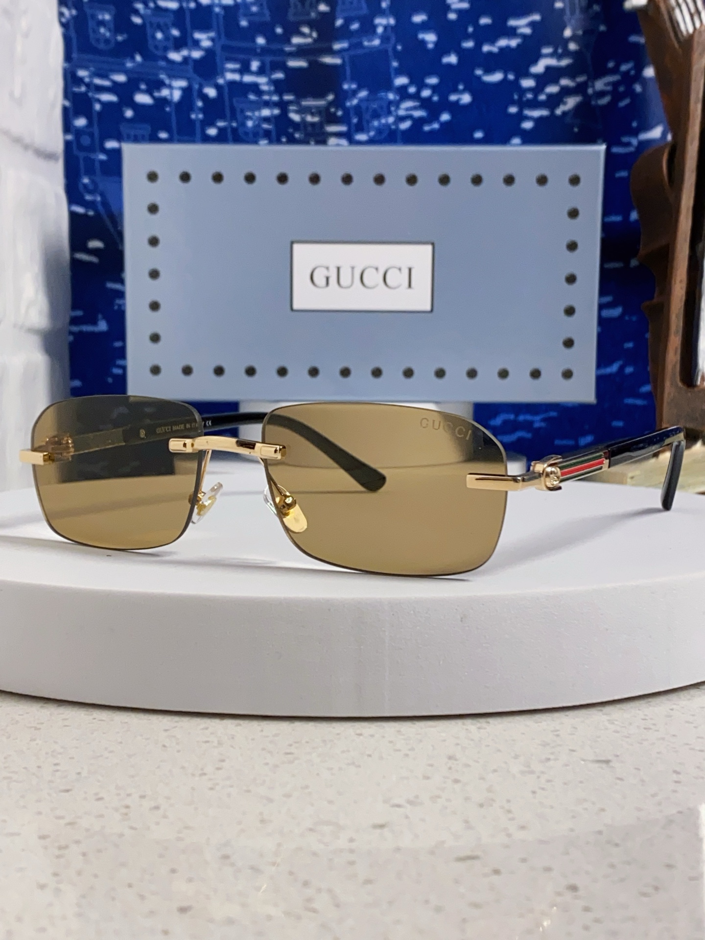  GUCCI古驰 2025新款 墨镜男方形商务复古无框开车太阳眼镜女GG1221S 