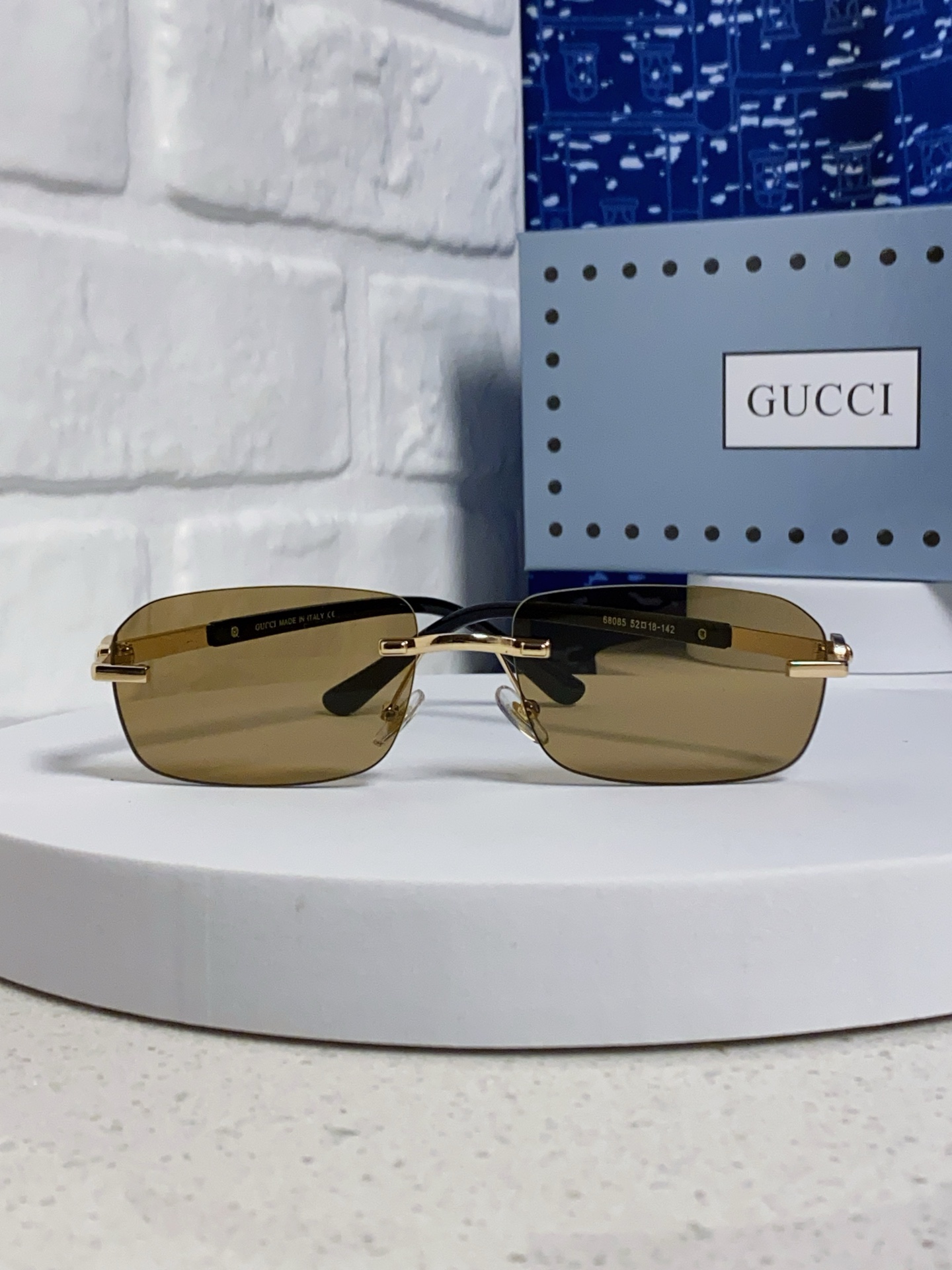  GUCCI古驰 2025新款 墨镜男方形商务复古无框开车太阳眼镜女GG1221S 