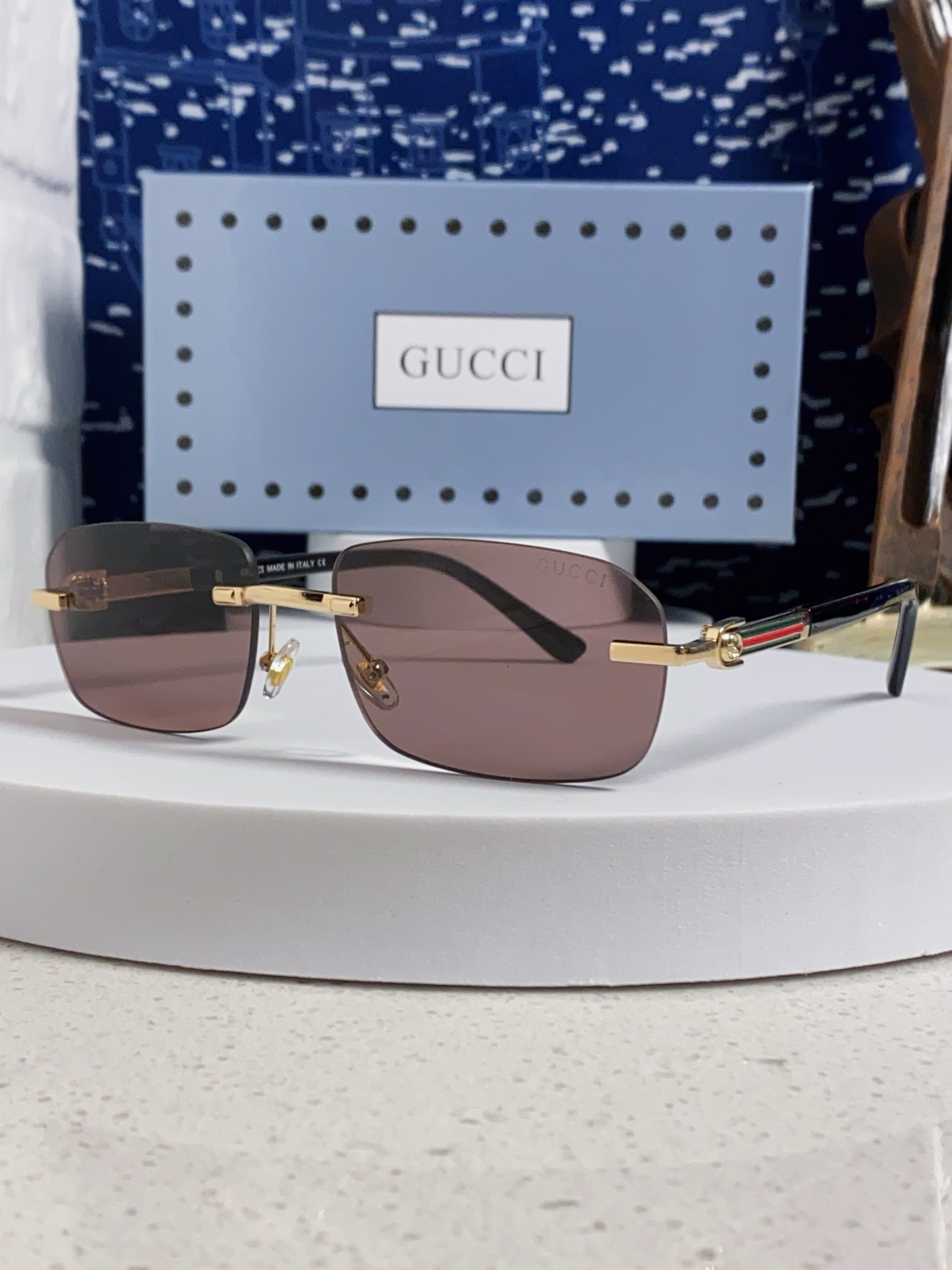  GUCCI古驰 2025新款 墨镜男方形商务复古无框开车太阳眼镜女GG1221S 