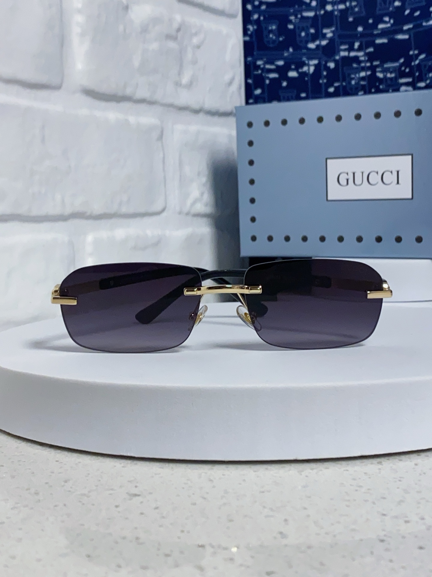  GUCCI古驰 2025新款 墨镜男方形商务复古无框开车太阳眼镜女GG1221S 