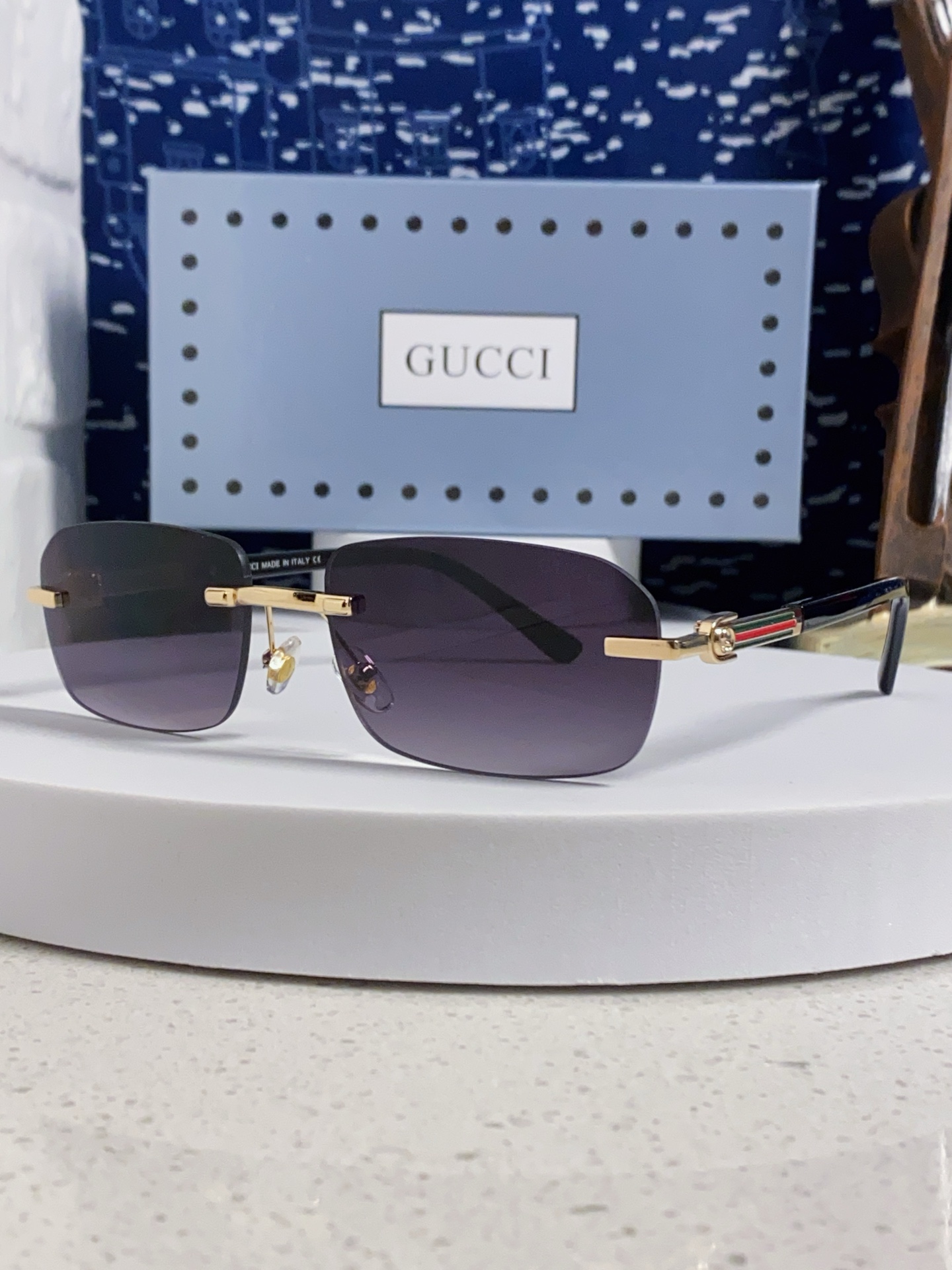  GUCCI古驰 2025新款 墨镜男方形商务复古无框开车太阳眼镜女GG1221S 