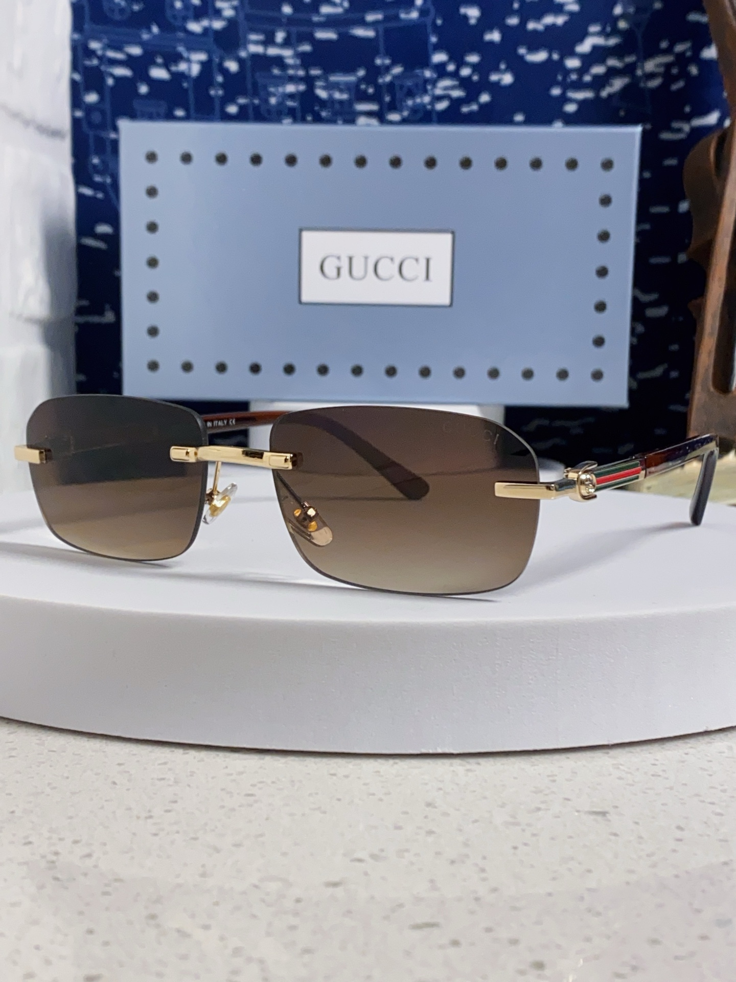  GUCCI古驰 2025新款 墨镜男方形商务复古无框开车太阳眼镜女GG1221S 