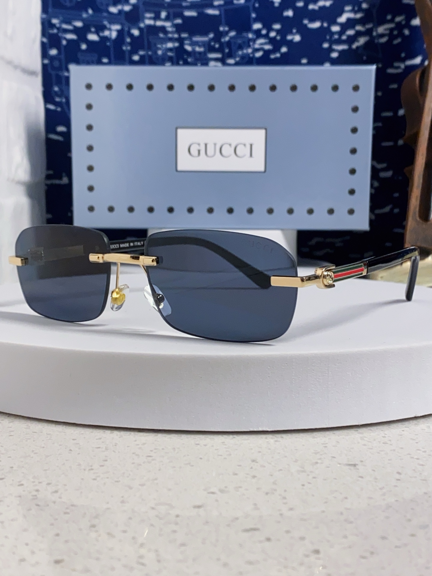  GUCCI古驰 2025新款 墨镜男方形商务复古无框开车太阳眼镜女GG1221S 