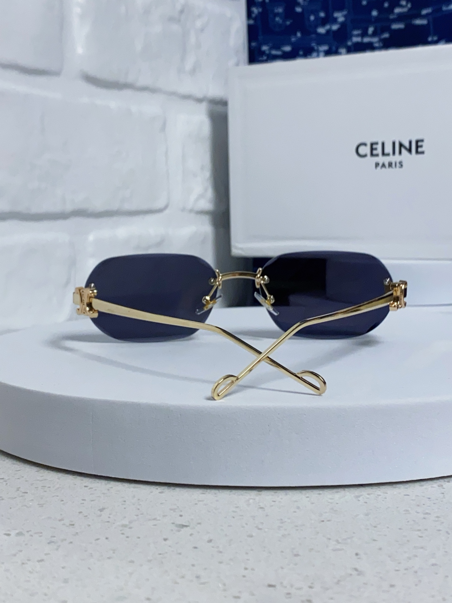  Celine赛琳 多边形无边框墨镜男女款2025新款防紫外线美式复古茶色渐变太阳眼镜 