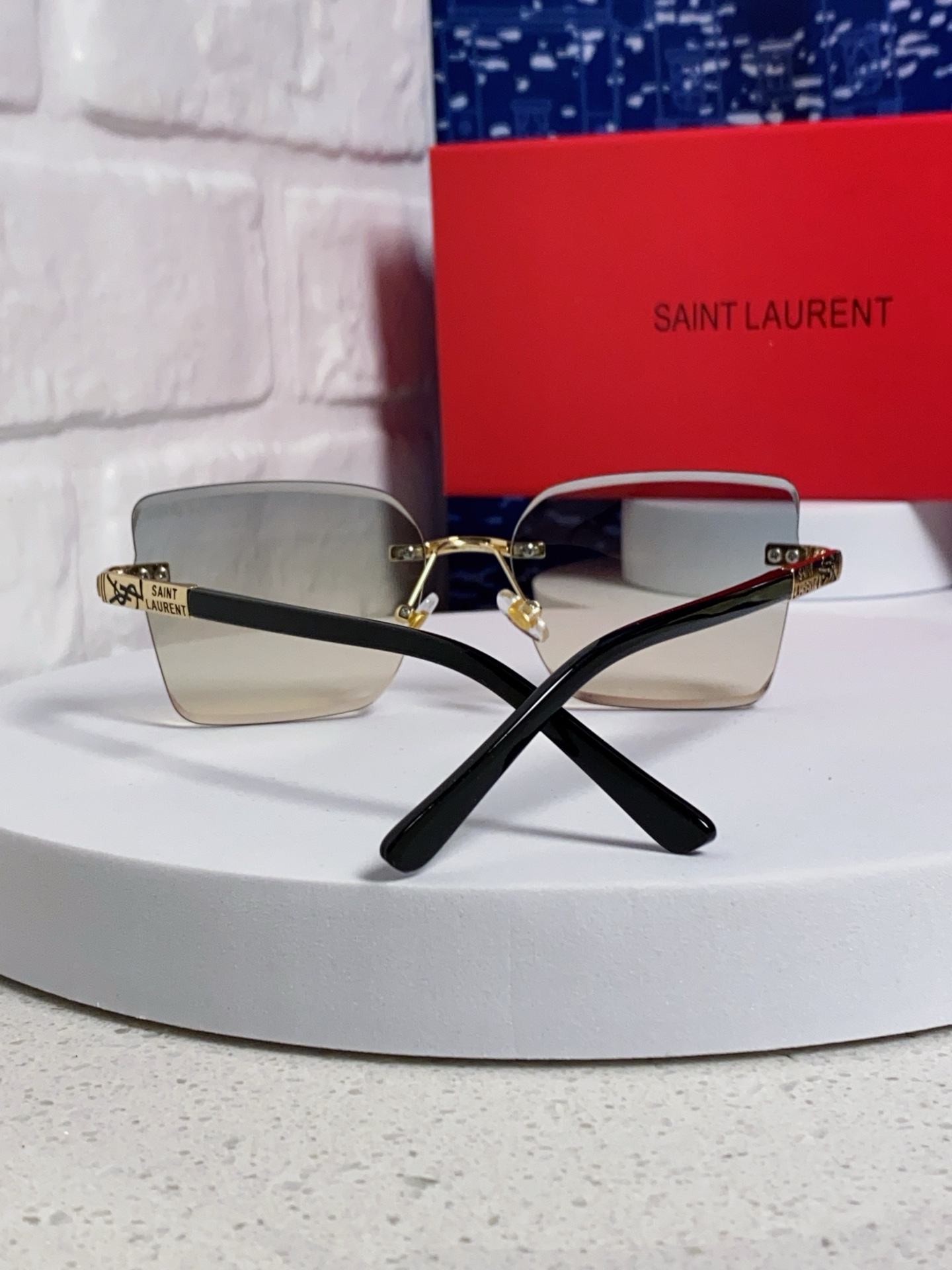  SAINTLAURENT圣罗兰 2025新款眼镜架镀金YSL无框眼镜框男女潮流 
