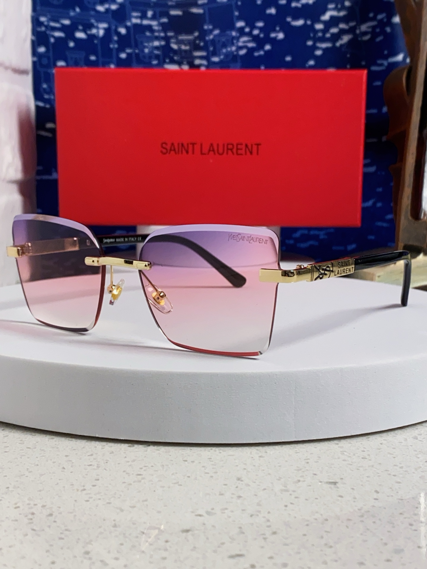  SAINTLAURENT圣罗兰 2025新款眼镜架镀金YSL无框眼镜框男女潮流 