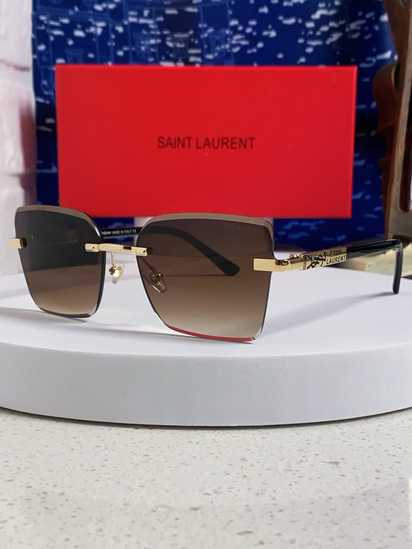  SAINTLAURENT圣罗兰 2025新款眼镜架镀金YSL无框眼镜框男女潮流 