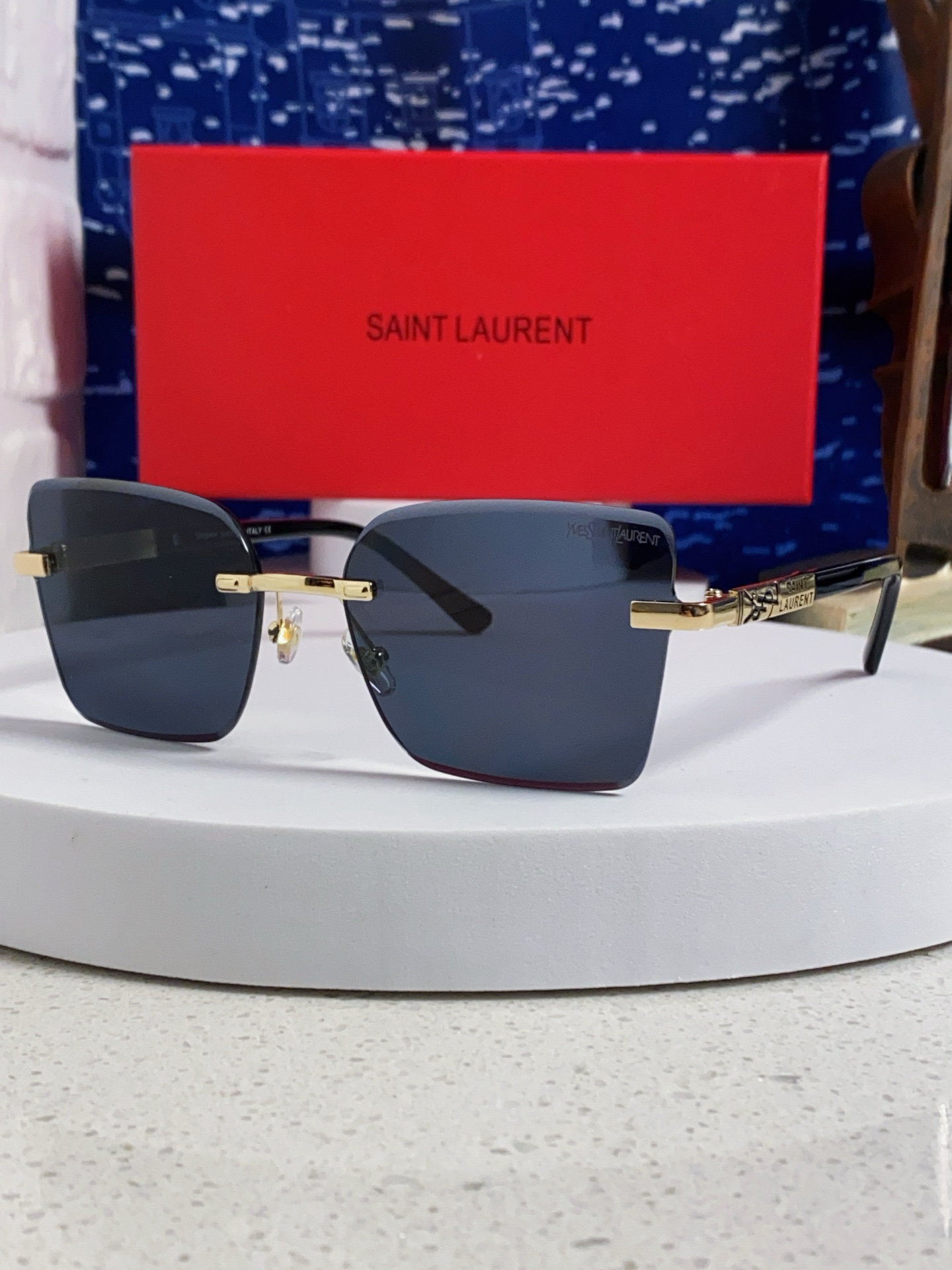  SAINTLAURENT圣罗兰 2025新款眼镜架镀金YSL无框眼镜框男女潮流 