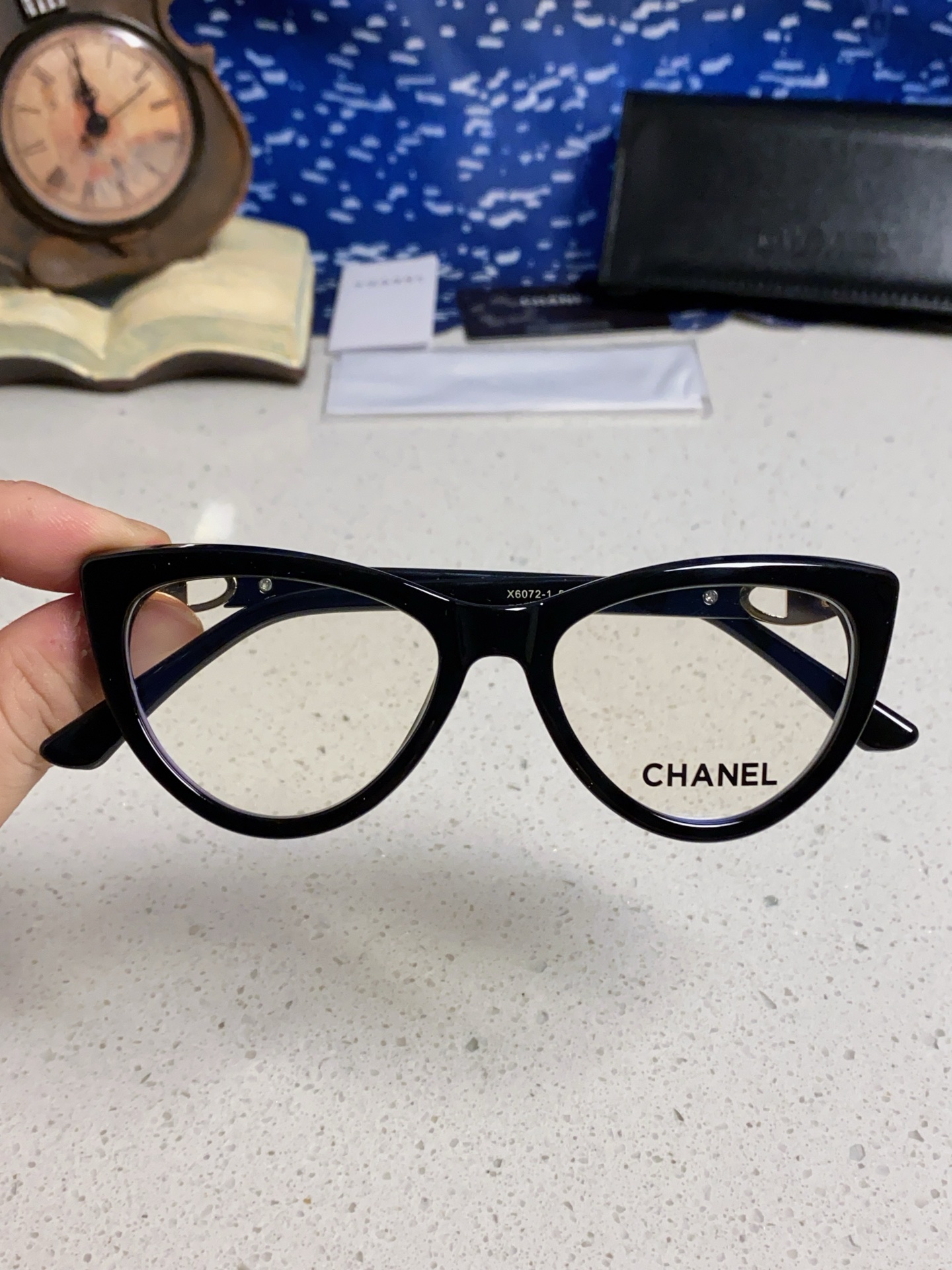  Chanel香奈儿 2025新款欧美黑框猫眼眼镜女近视素颜神器办公室 猫型镜框大脸菱形脸