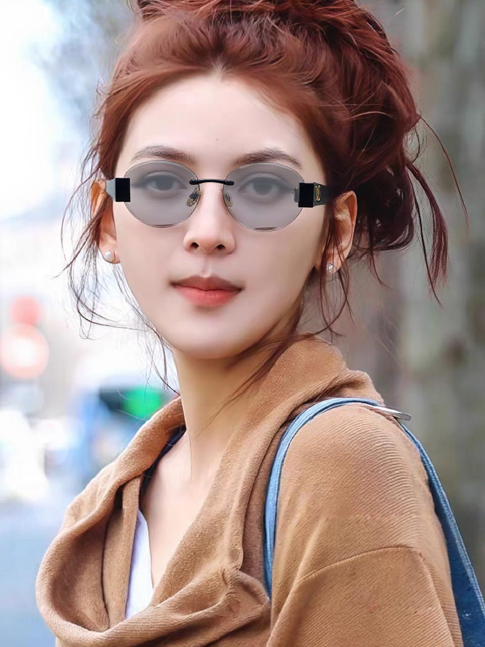  Celine赛琳 2025新款太阳眼镜凯旋门LISA同款女老钱风复古 金属椭圆形式 