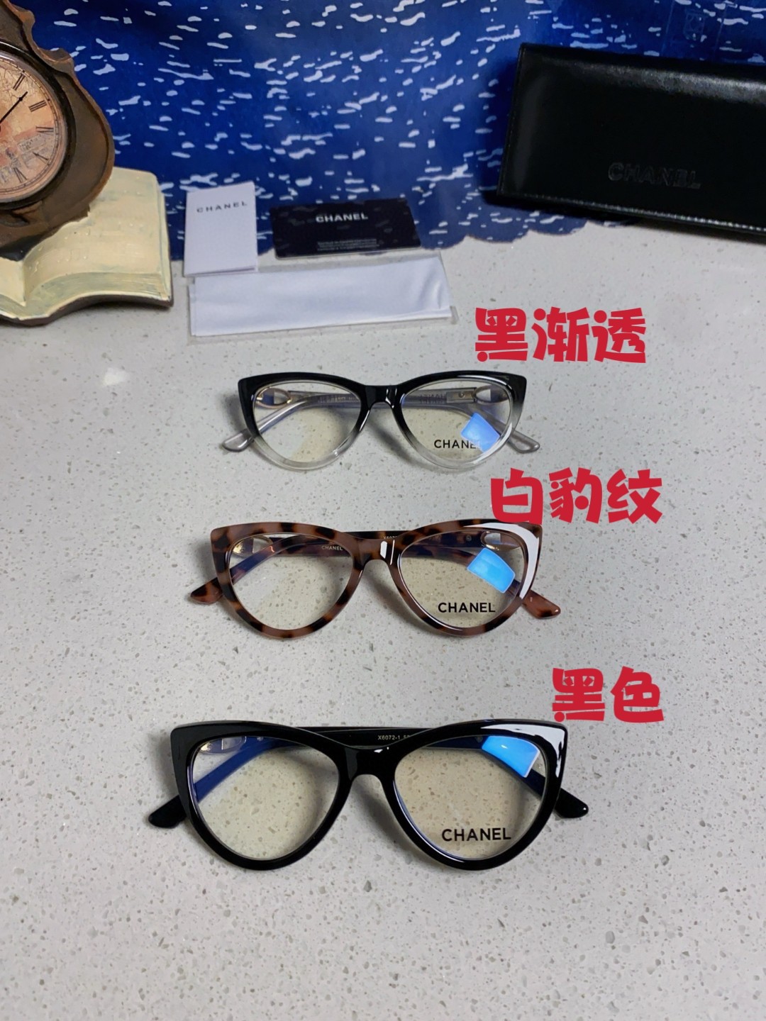  Chanel香奈儿 2025新款欧美黑框猫眼眼镜女近视素颜神器办公室 猫型镜框大脸菱形脸