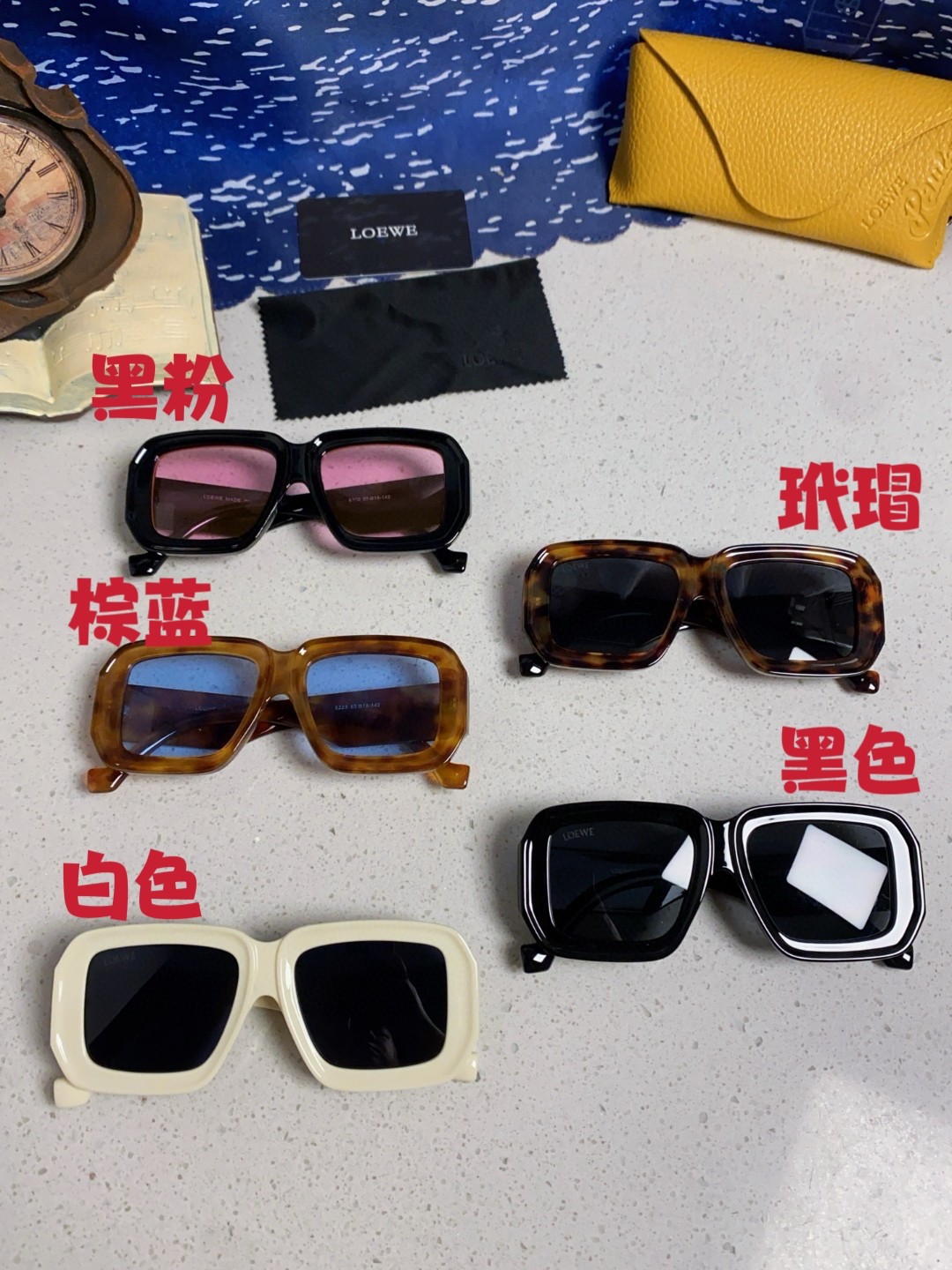  Loewe罗意威 2025新款欧美墨镜黑色醋纤粗框粉色镜片气质简约日常 女士墨镜