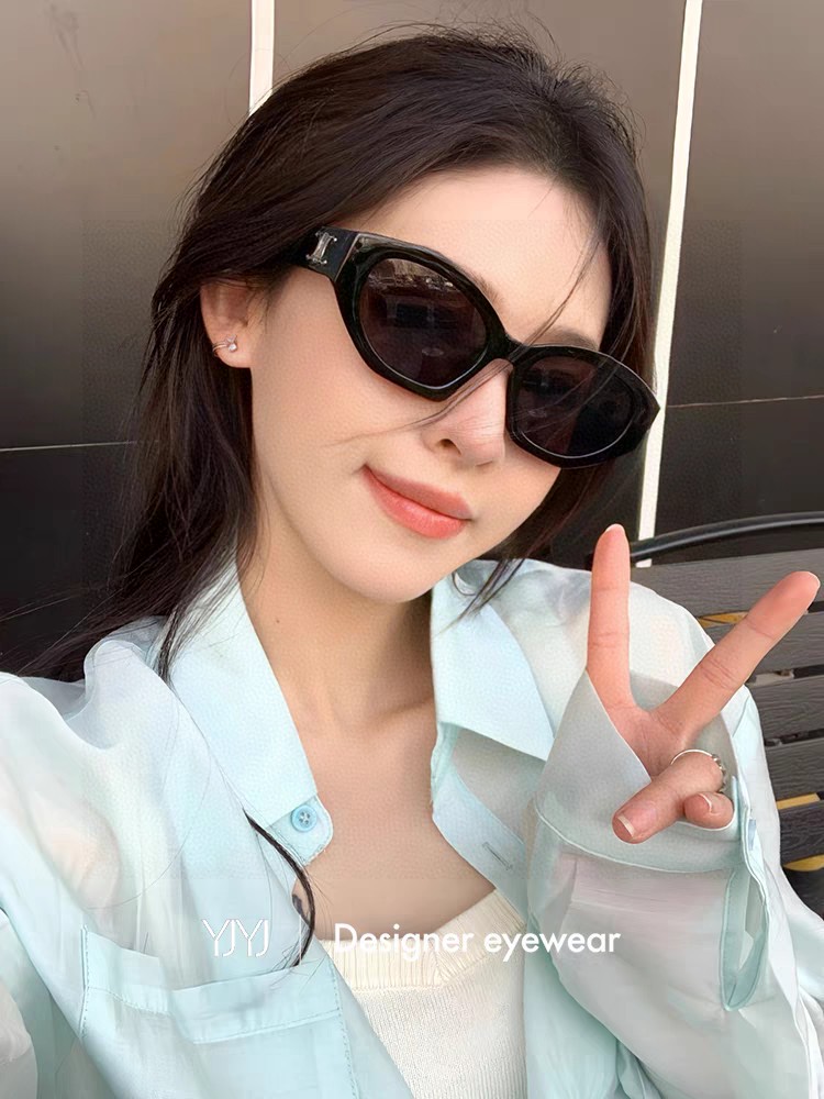  celine塞林 Lisa同款复古凯旋门墨镜女 新款潮防紫外线高级感显瘦太阳眼镜 黑银