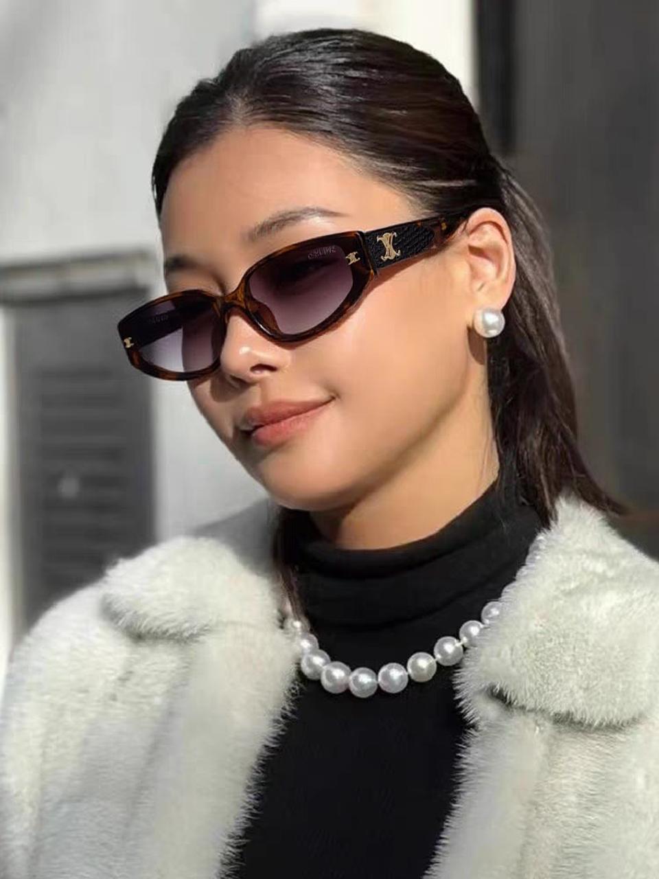  Celine赛琳 2025新款复古欧美小脸猫眼墨镜方圆脸显瘦百搭网红高级感 男女通用太阳镜