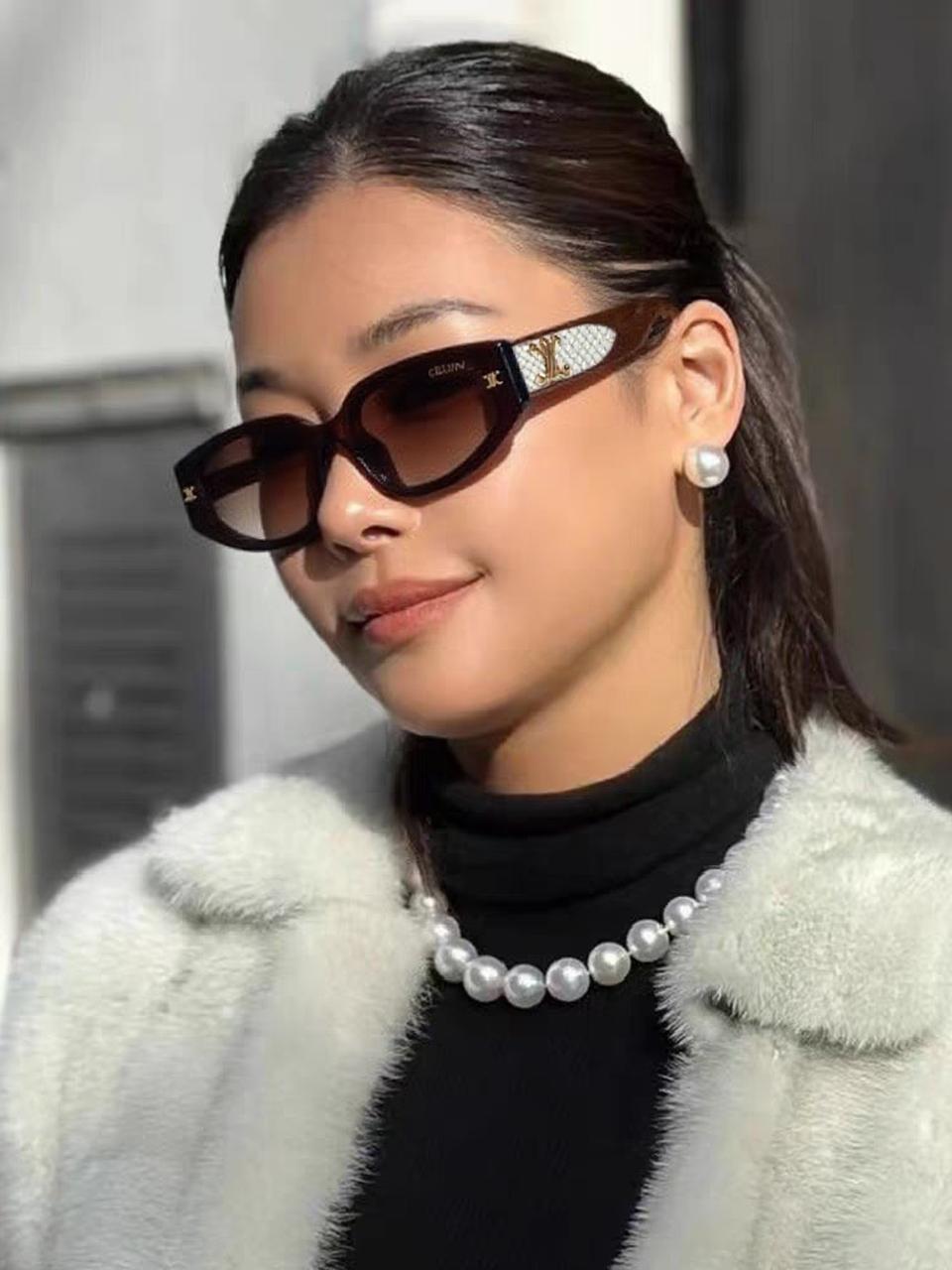  Celine赛琳 2025新款复古欧美小脸猫眼墨镜方圆脸显瘦百搭网红高级感 男女通用太阳镜