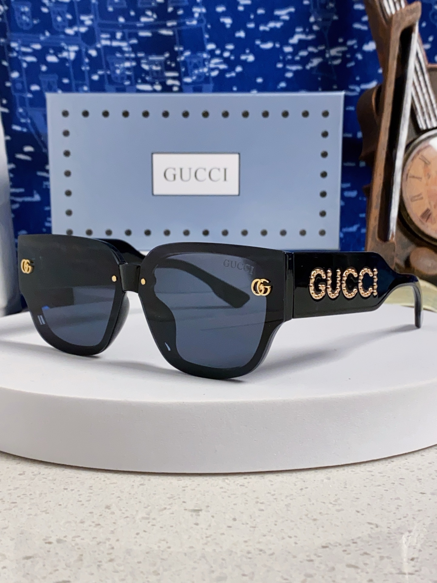  Gucci古奇 2025新款网红时尚潮流方形太阳镜男女个性街拍墨镜 