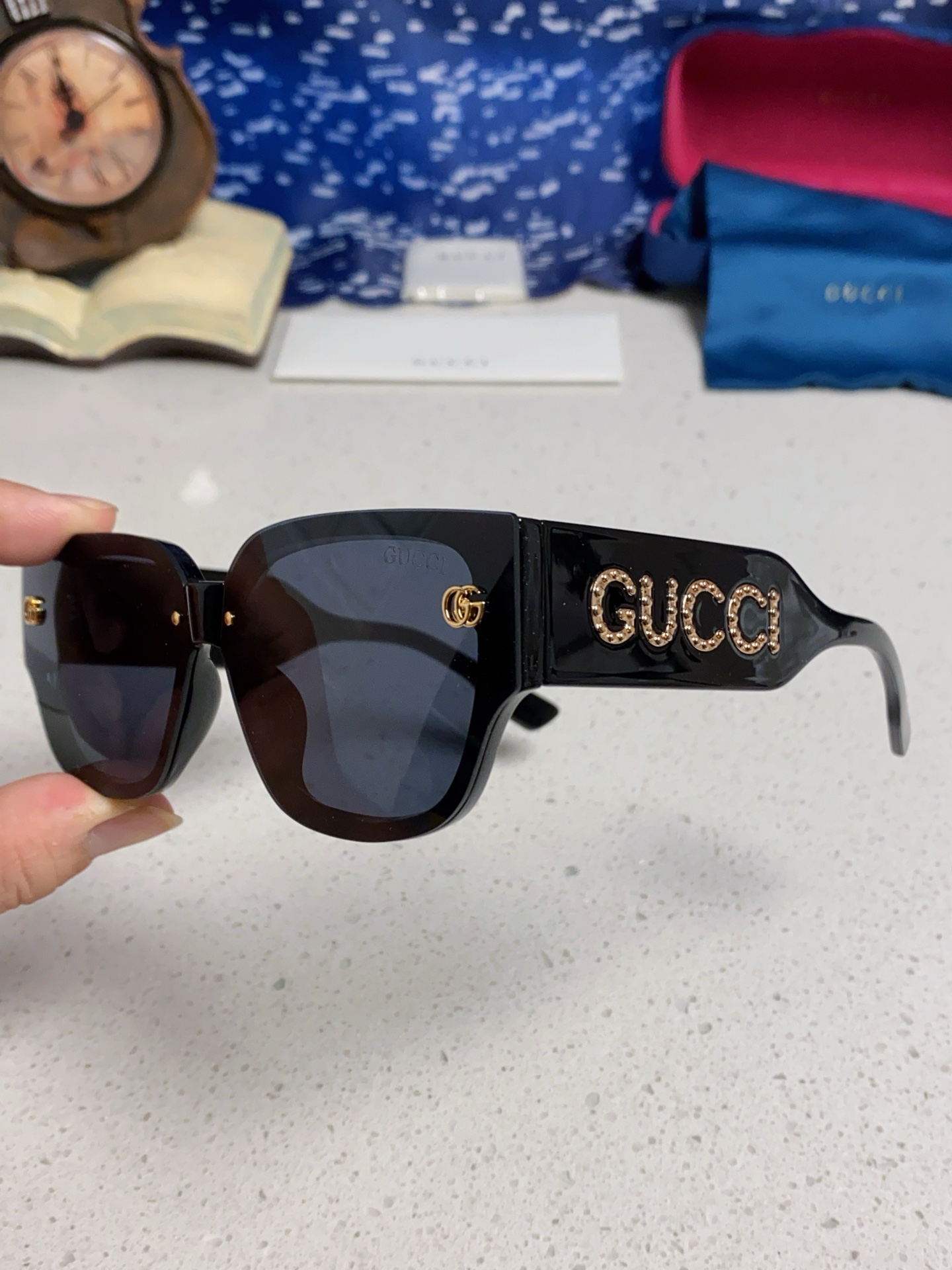  Gucci古奇 2025新款网红时尚潮流方形太阳镜男女个性街拍墨镜 