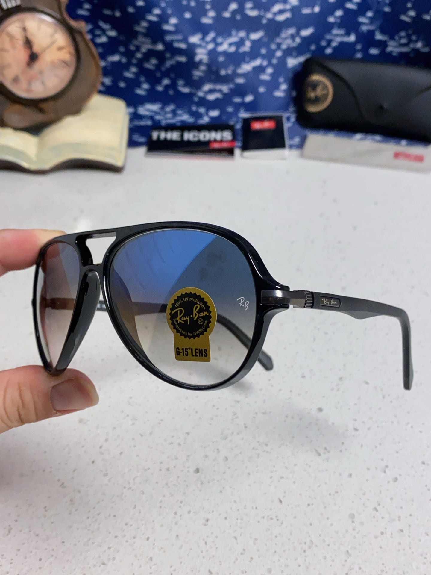  RayBan雷朋 2025新款钢化玻璃墨镜男士大框太阳眼镜遮阳防紫外线防风沙骑车蛤蟆镜 RB8055 