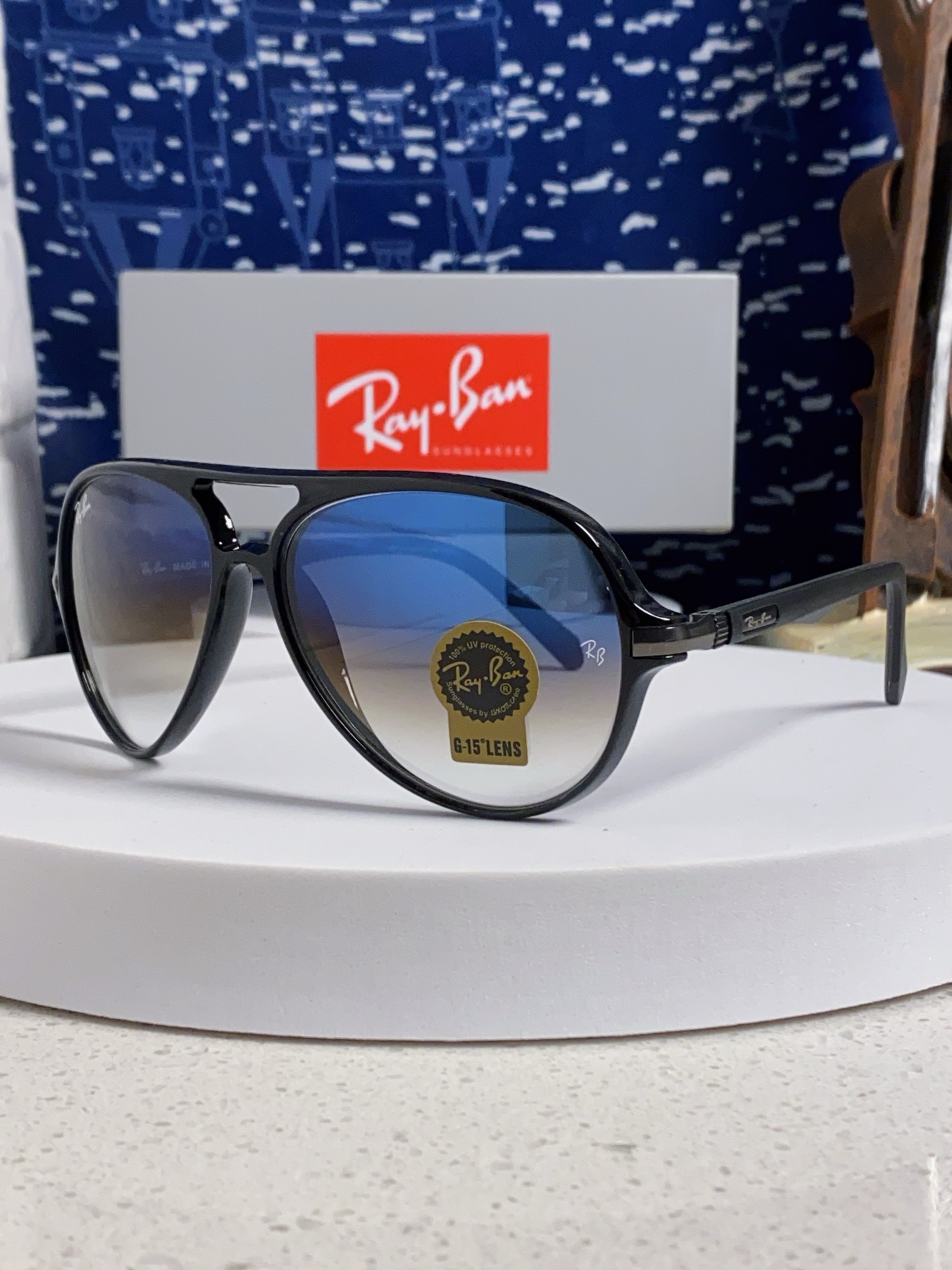  RayBan雷朋 2025新款钢化玻璃墨镜男士大框太阳眼镜遮阳防紫外线防风沙骑车蛤蟆镜 RB8055 