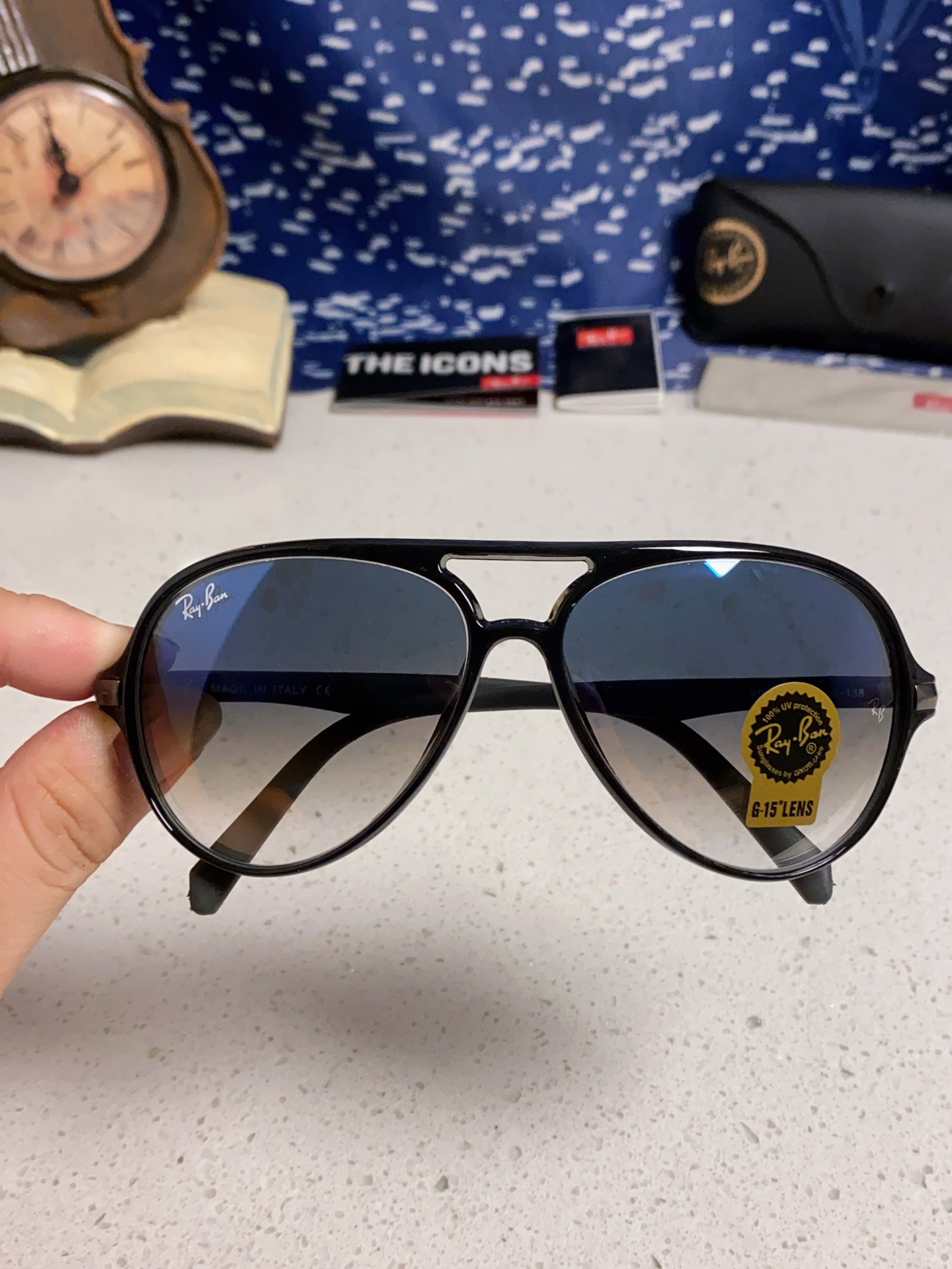  RayBan雷朋 2025新款钢化玻璃墨镜男士大框太阳眼镜遮阳防紫外线防风沙骑车蛤蟆镜 RB8055 