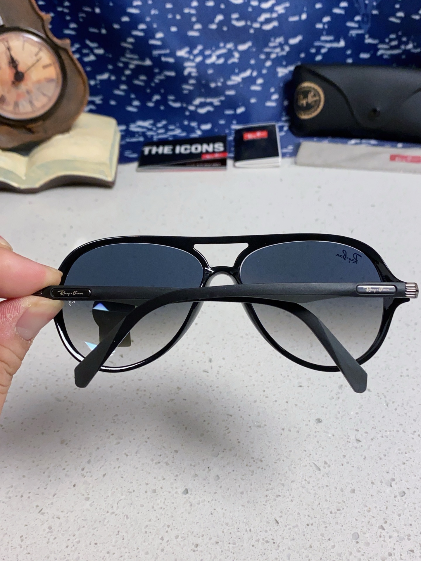  RayBan雷朋 2025新款钢化玻璃墨镜男士大框太阳眼镜遮阳防紫外线防风沙骑车蛤蟆镜 RB8055 