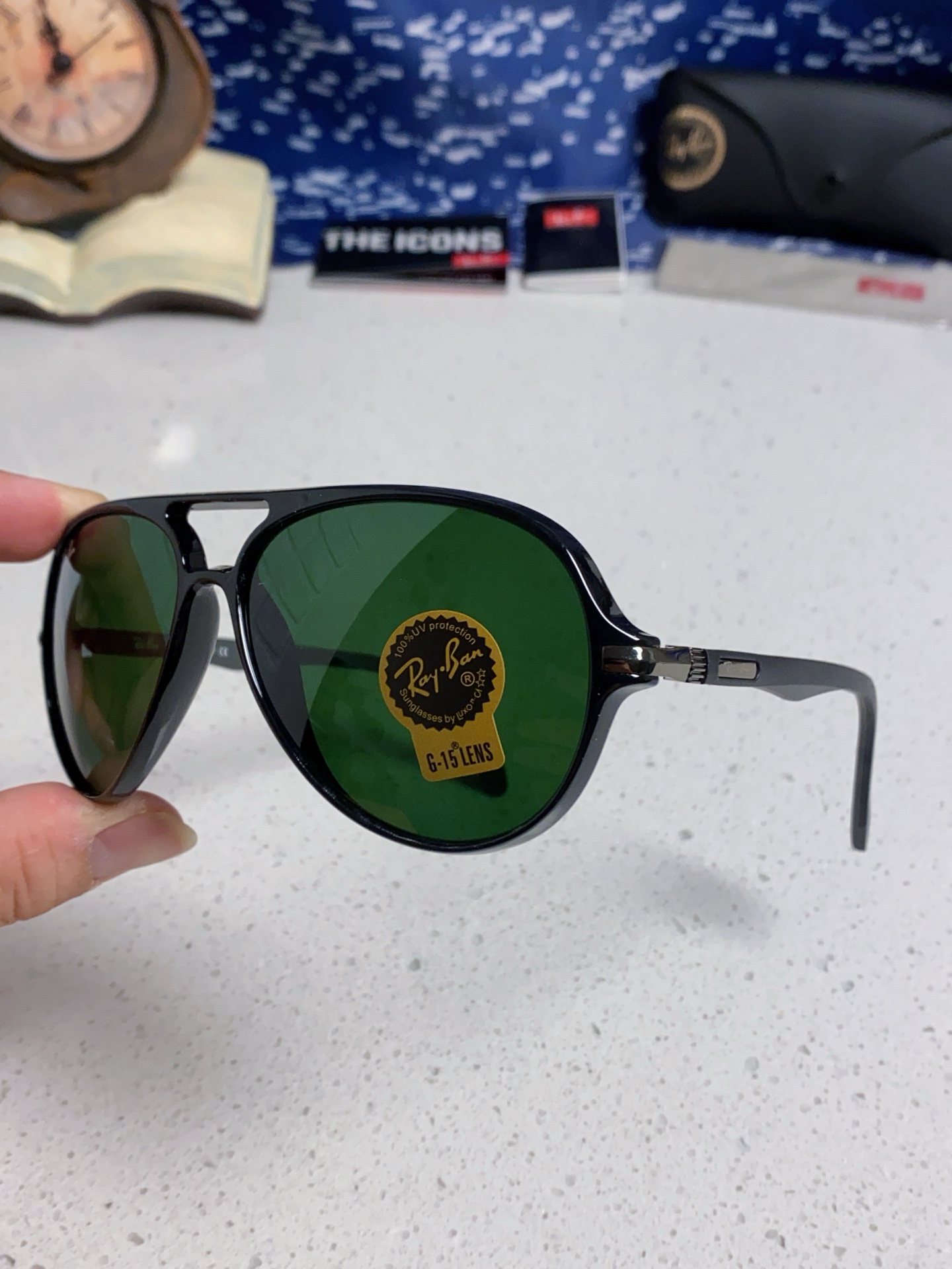  RayBan雷朋 2025新款钢化玻璃墨镜男士大框太阳眼镜遮阳防紫外线防风沙骑车蛤蟆镜 RB8055 