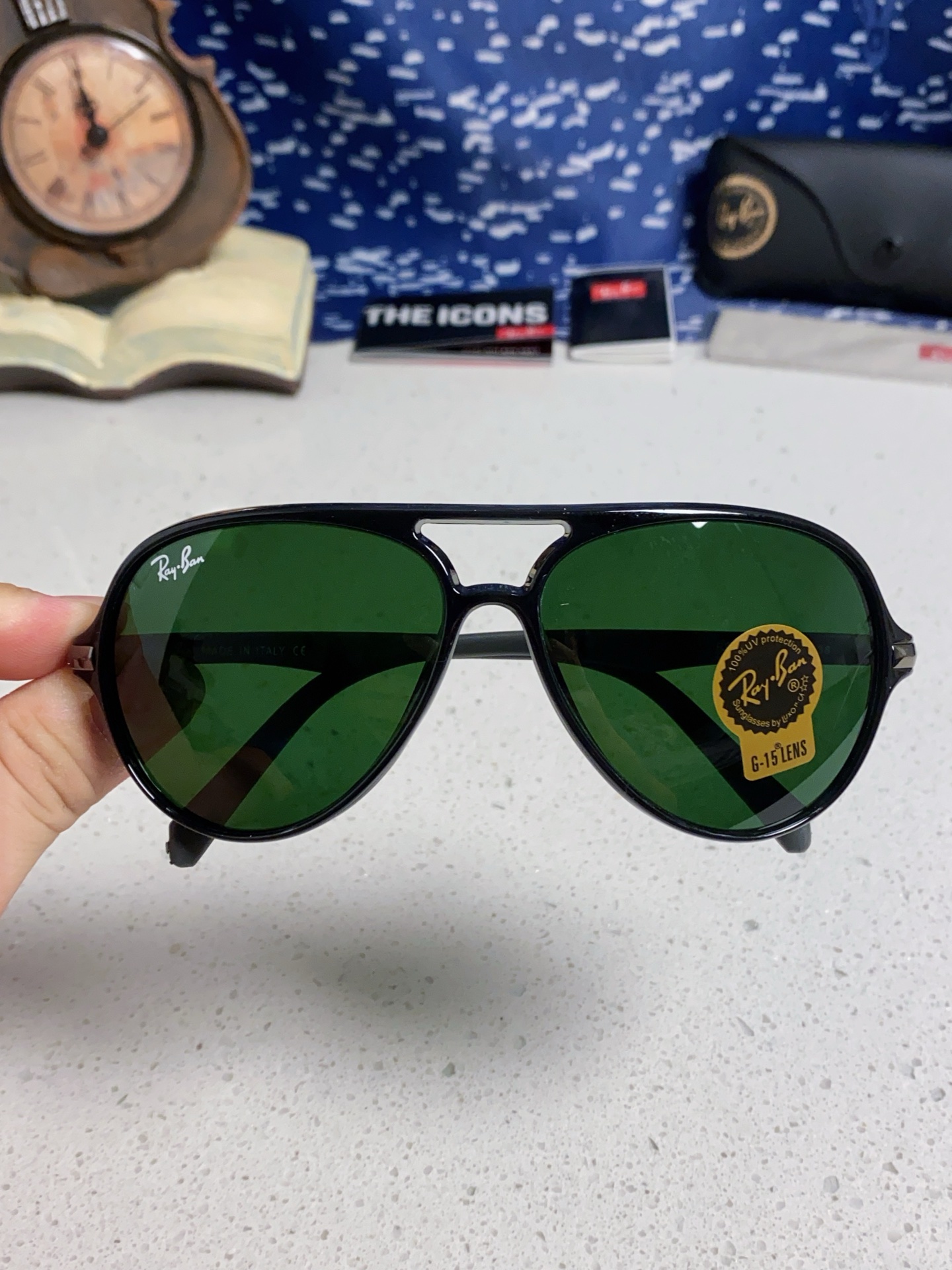  RayBan雷朋 2025新款钢化玻璃墨镜男士大框太阳眼镜遮阳防紫外线防风沙骑车蛤蟆镜 RB8055 