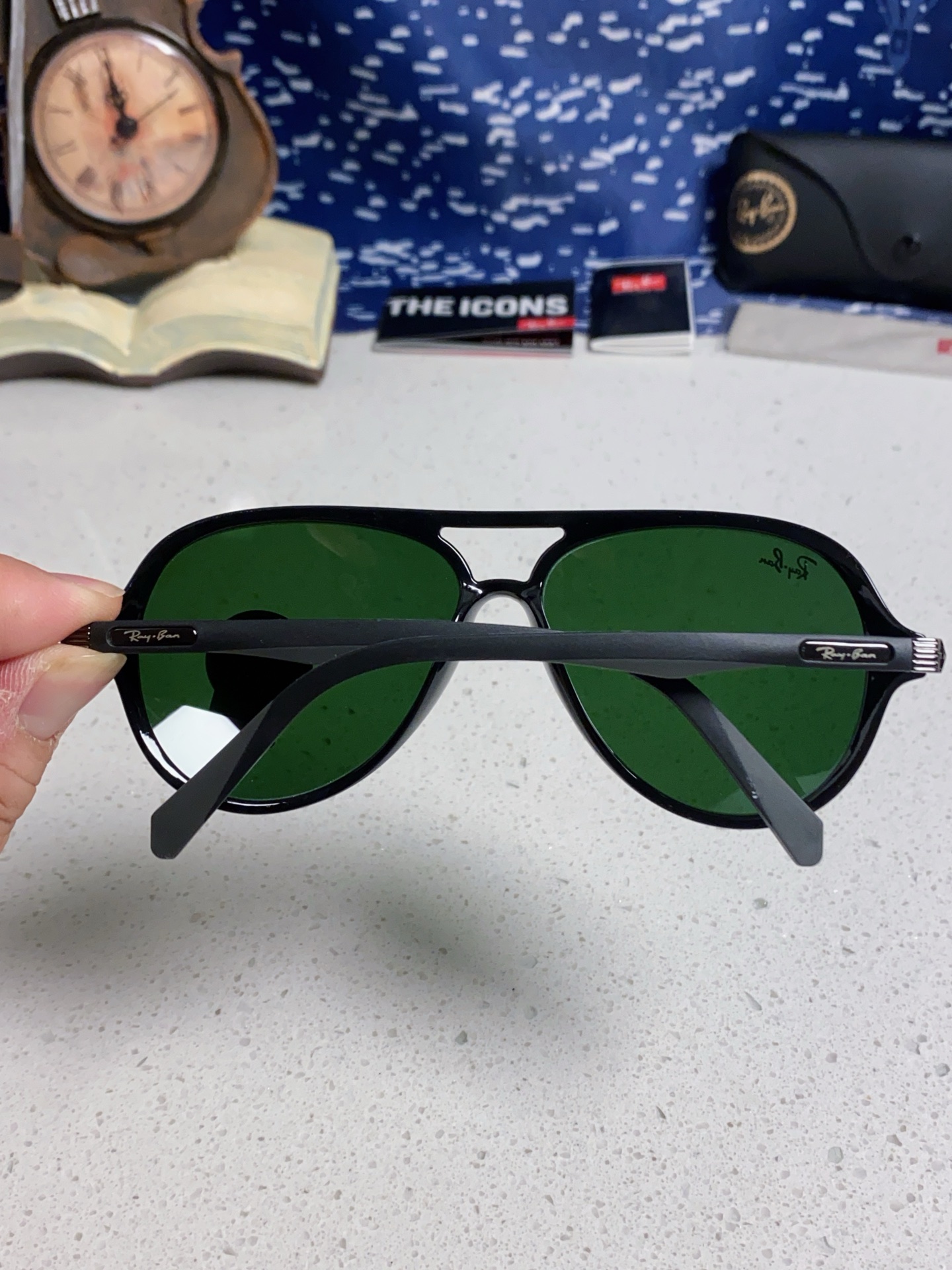  RayBan雷朋 2025新款钢化玻璃墨镜男士大框太阳眼镜遮阳防紫外线防风沙骑车蛤蟆镜 RB8055 