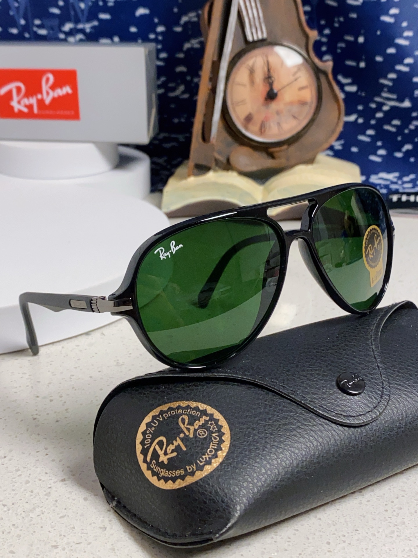  RayBan雷朋 2025新款钢化玻璃墨镜男士大框太阳眼镜遮阳防紫外线防风沙骑车蛤蟆镜 RB8055 