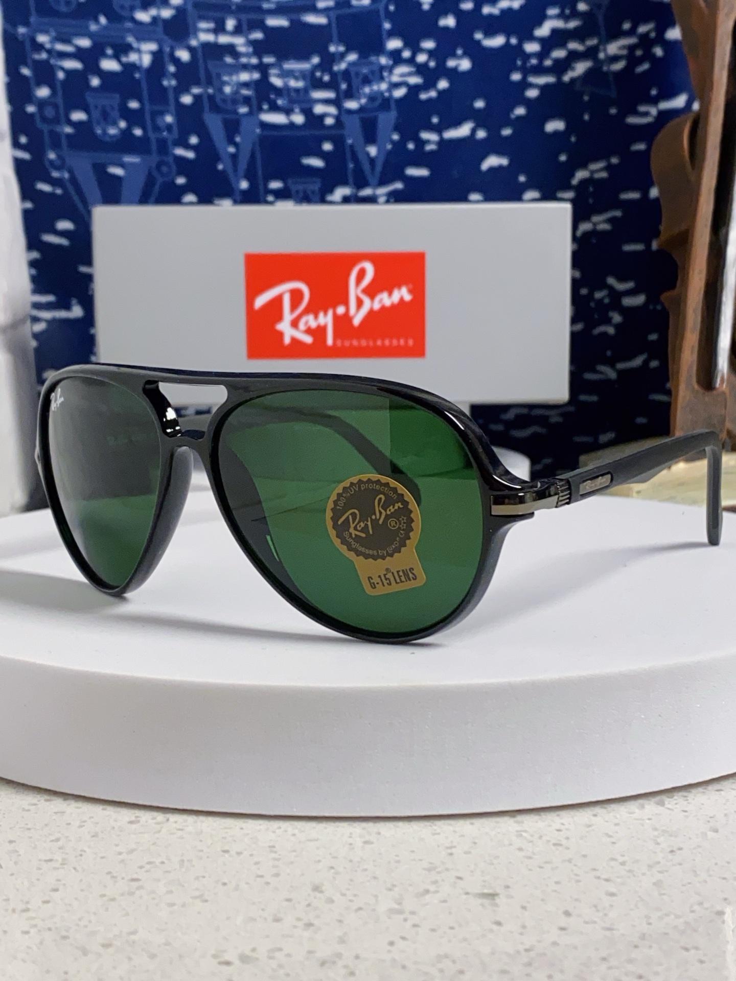  RayBan雷朋 2025新款钢化玻璃墨镜男士大框太阳眼镜遮阳防紫外线防风沙骑车蛤蟆镜 RB8055 