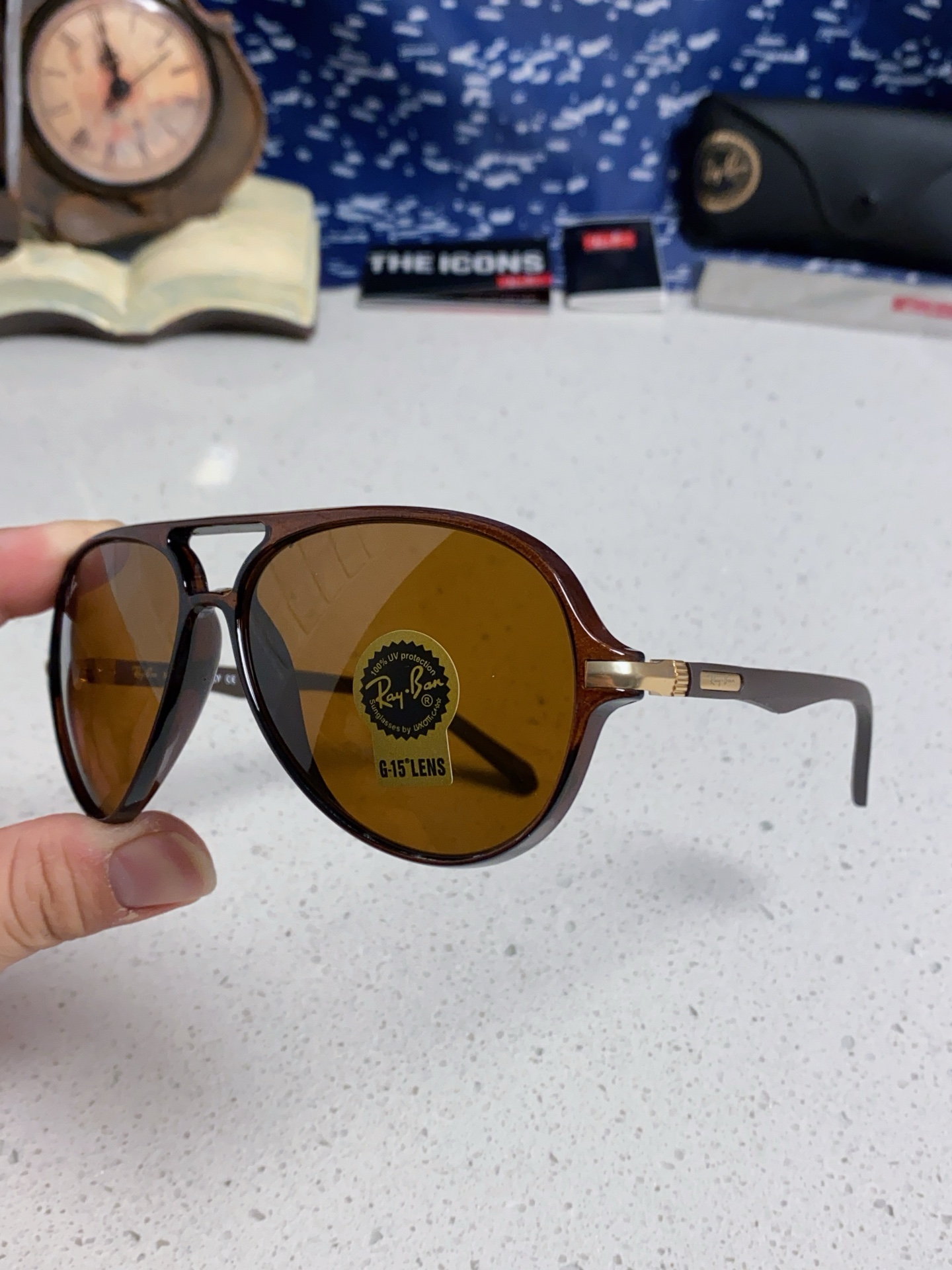  RayBan雷朋 2025新款钢化玻璃墨镜男士大框太阳眼镜遮阳防紫外线防风沙骑车蛤蟆镜 RB8055 