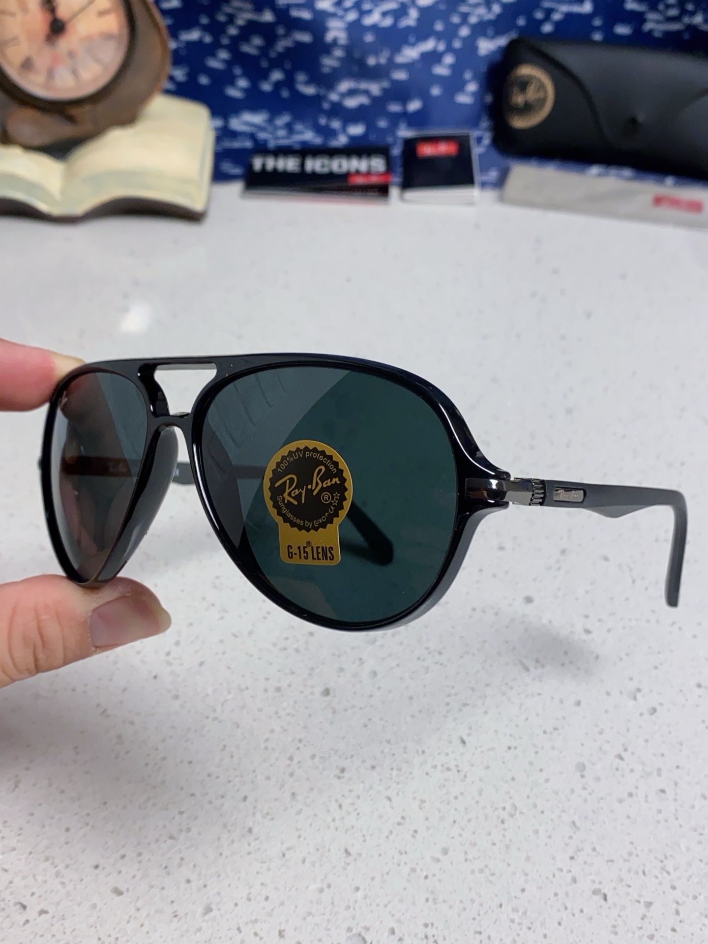  RayBan雷朋 2025新款钢化玻璃墨镜男士大框太阳眼镜遮阳防紫外线防风沙骑车蛤蟆镜 RB8055 