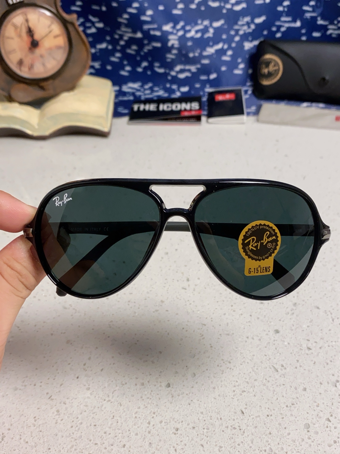  RayBan雷朋 2025新款钢化玻璃墨镜男士大框太阳眼镜遮阳防紫外线防风沙骑车蛤蟆镜 RB8055 