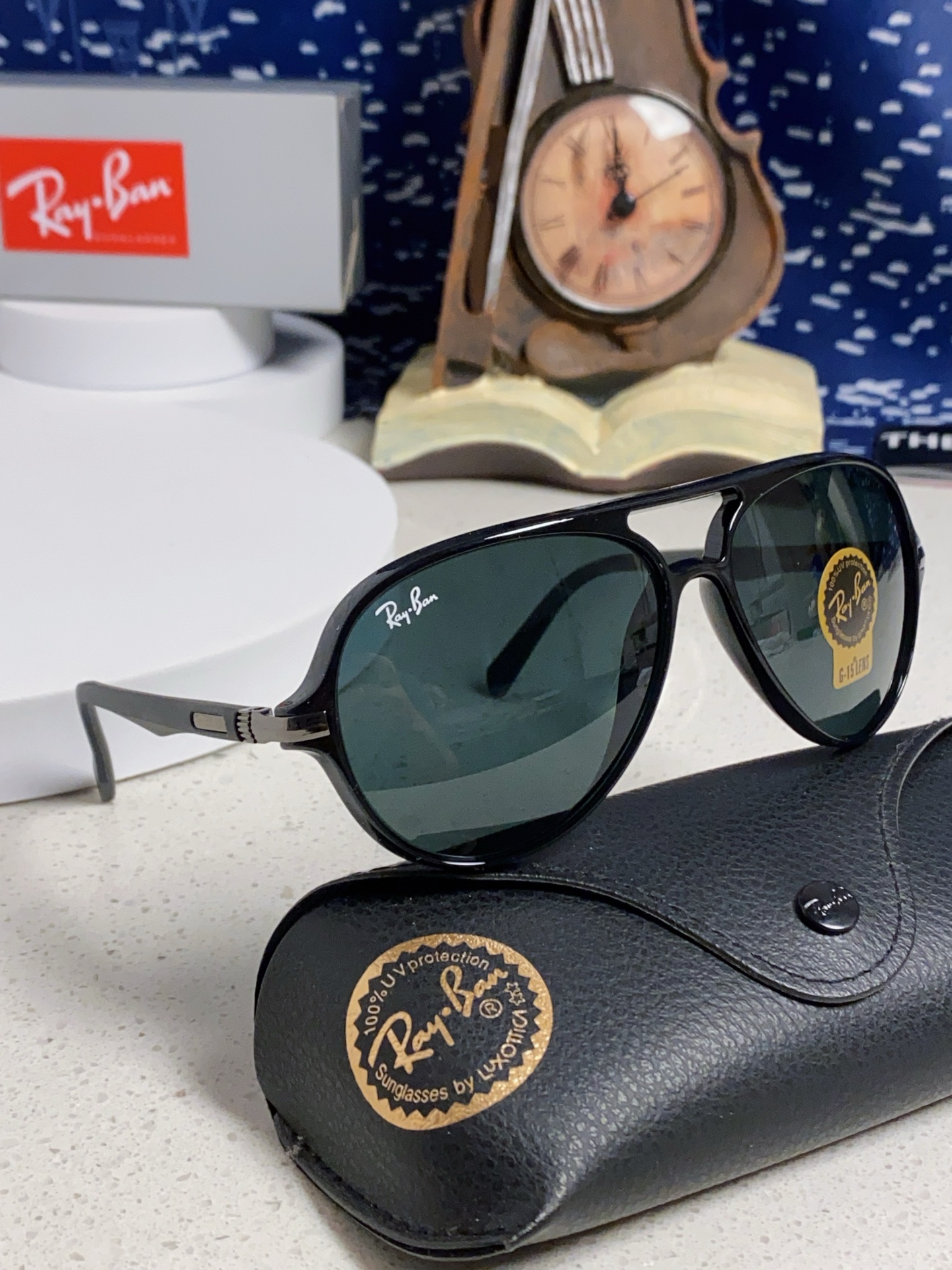  RayBan雷朋 2025新款钢化玻璃墨镜男士大框太阳眼镜遮阳防紫外线防风沙骑车蛤蟆镜 RB8055 