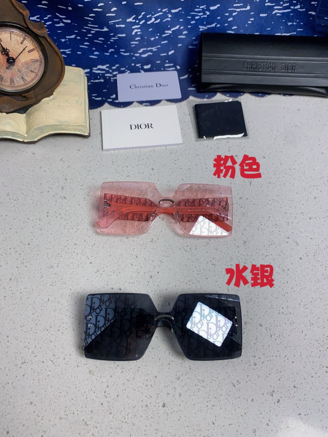  粉色新色到货 Dior迪奥 2025新款 镜面带字母无框切边时尚太阳眼镜女欧美外贸高级感大方框男墨镜潮
