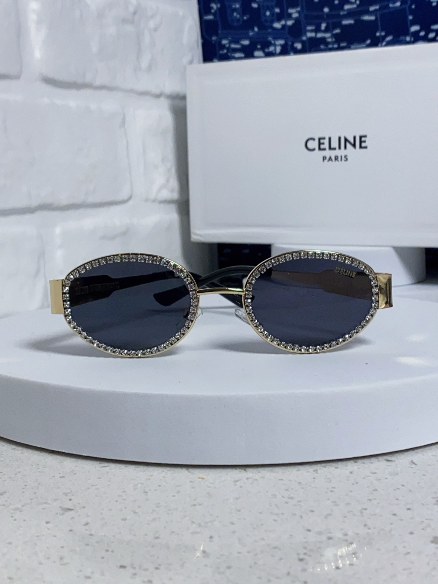  Celine赛琳 2025新款凯旋门镶钻墨镜女高级感ins椭圆框气质网红跨境眼镜时尚欧美y2k太阳镜