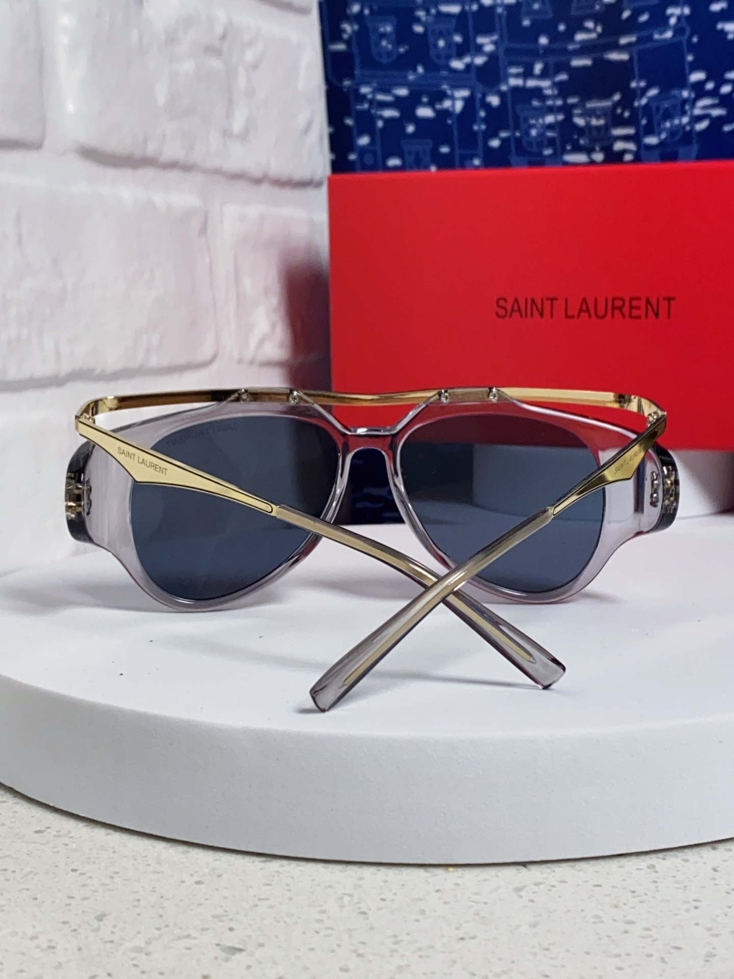  Saint Laurent圣罗兰 新款 范冰冰同款 欧美复古蒸汽朋克风圆形大框双梁太阳眼镜男女超模走秀