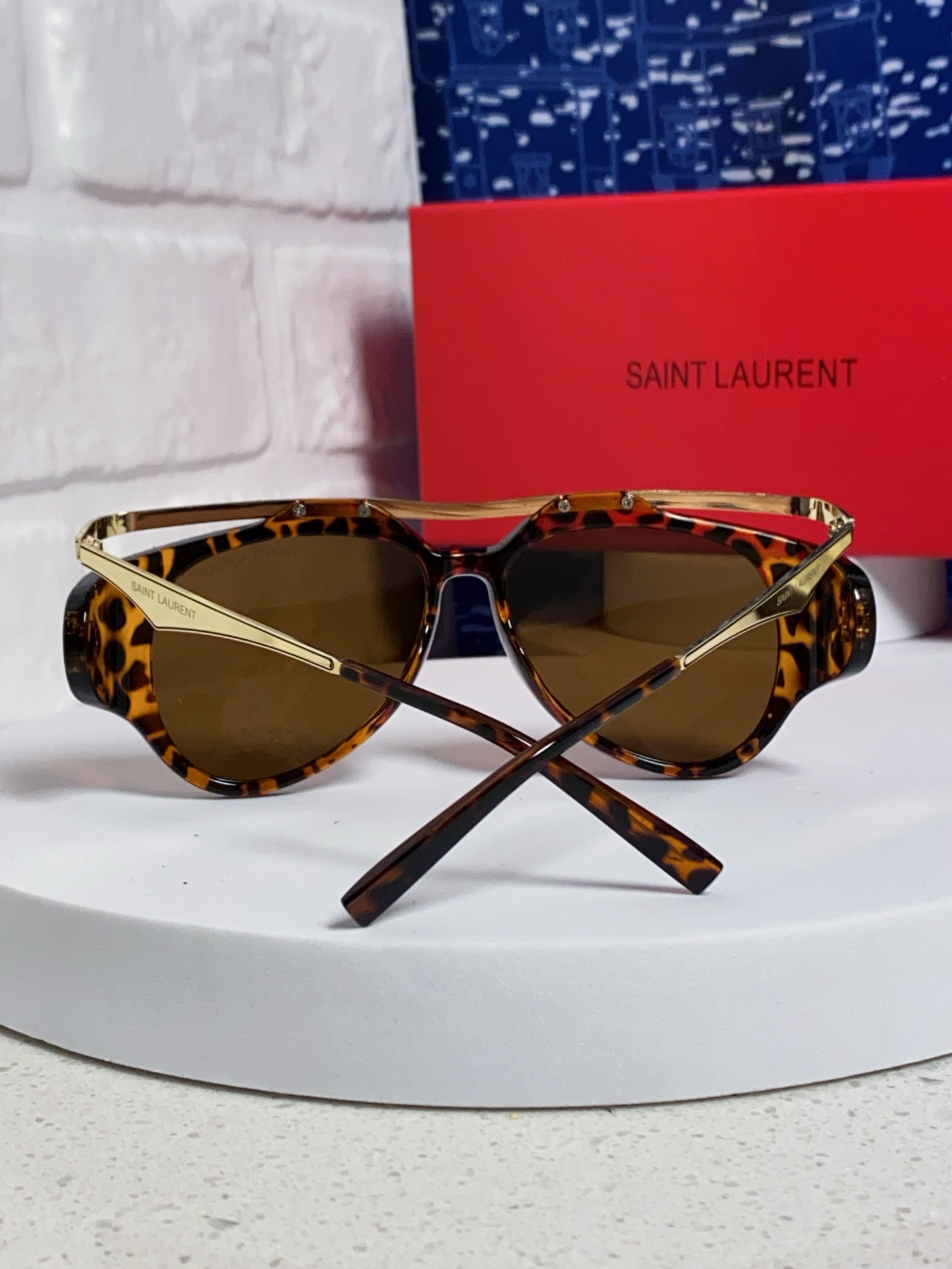  Saint Laurent圣罗兰 新款 范冰冰同款 欧美复古蒸汽朋克风圆形大框双梁太阳眼镜男女超模走秀
