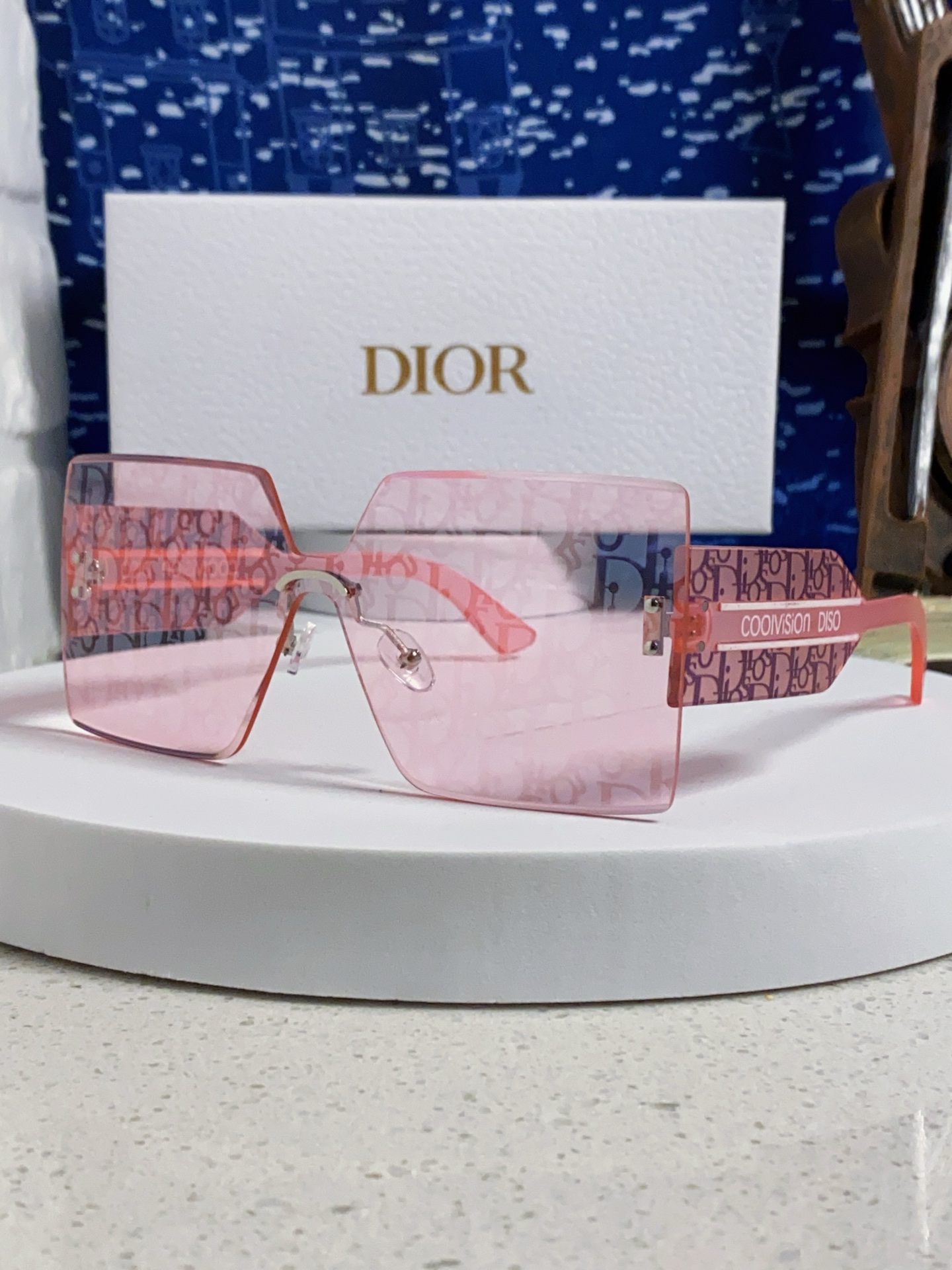  粉色新色到货 Dior迪奥 2025新款 镜面带字母无框切边时尚太阳眼镜女欧美外贸高级感大方框男墨镜潮