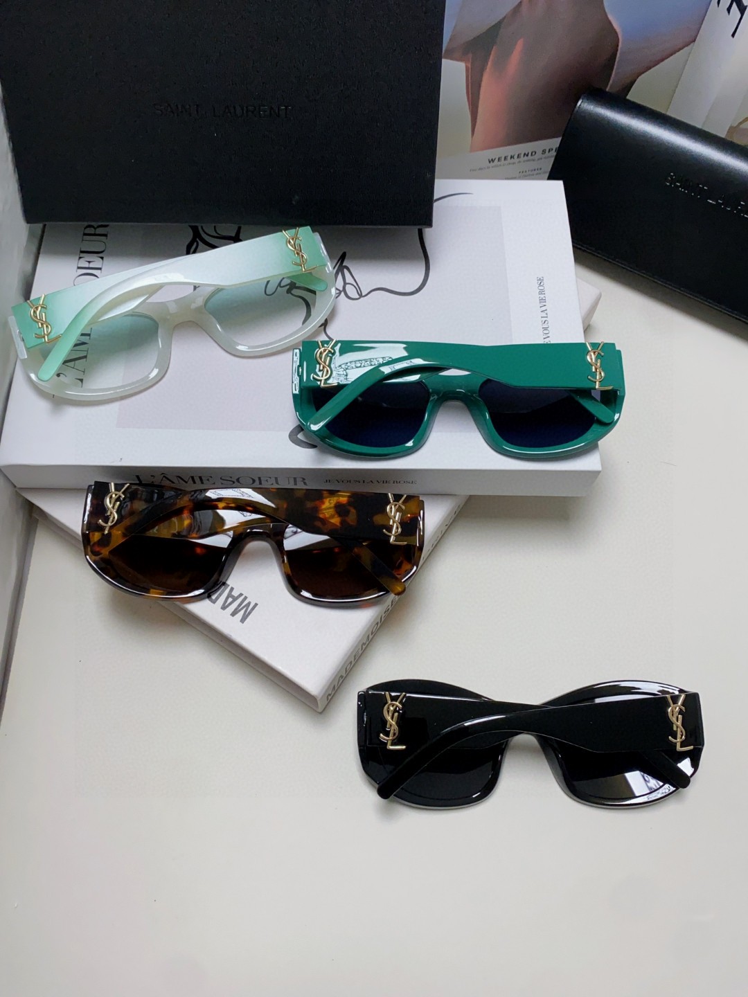  YSL圣罗兰Saint Laurent 墨镜女字母交织SL 时尚潮流太阳镜 百搭高颜值时髦眼 潮流个性