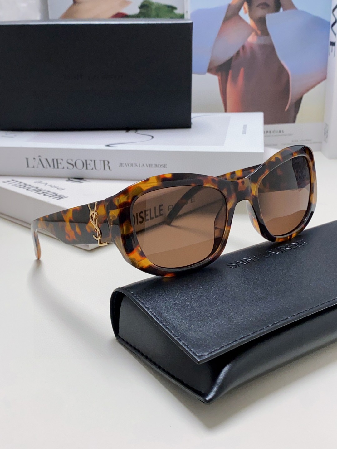  YSL圣罗兰Saint Laurent 墨镜女字母交织SL 时尚潮流太阳镜 百搭高颜值时髦眼 潮流个性